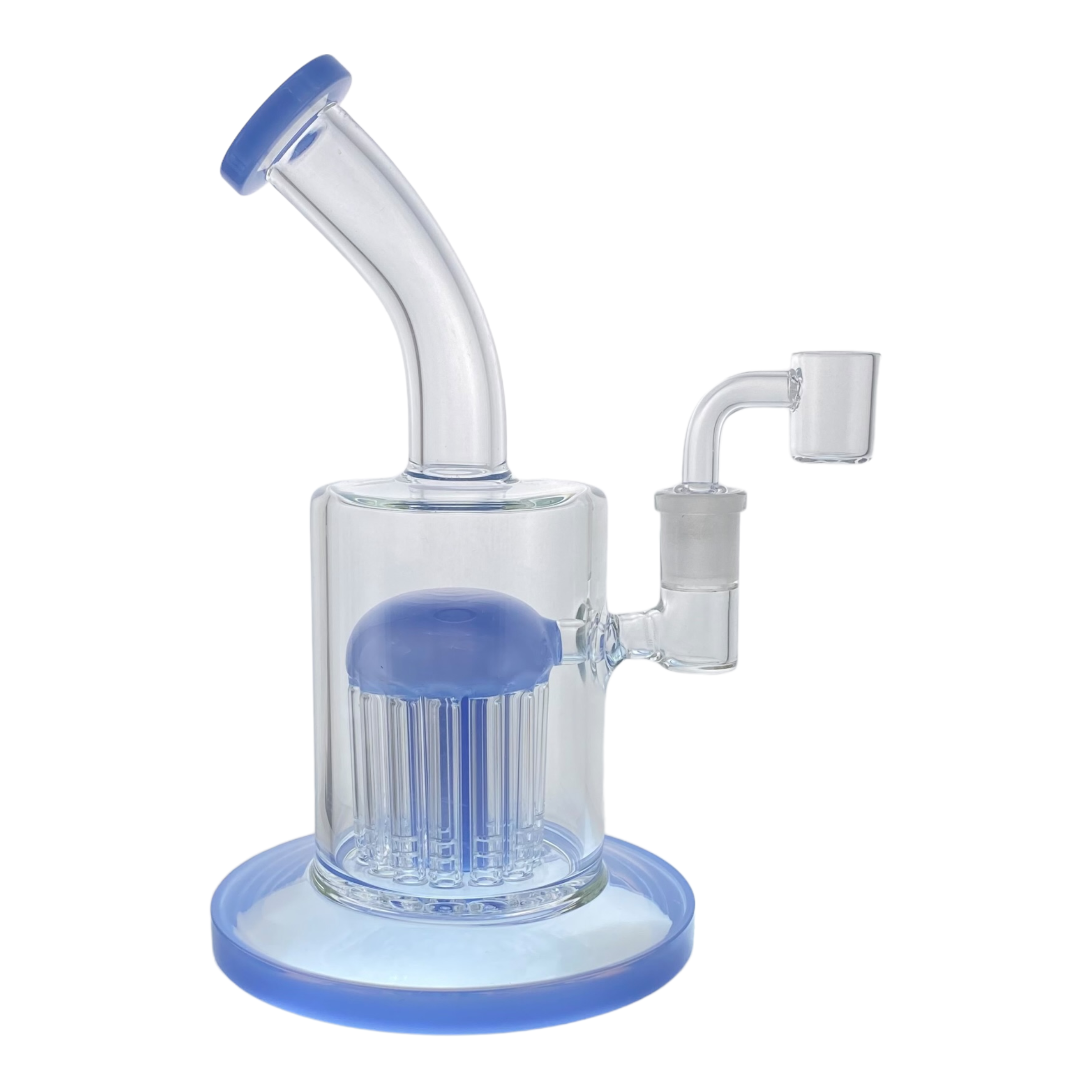 Blue Milk Glass Dab Rig With 20 Arm Tree Perc 