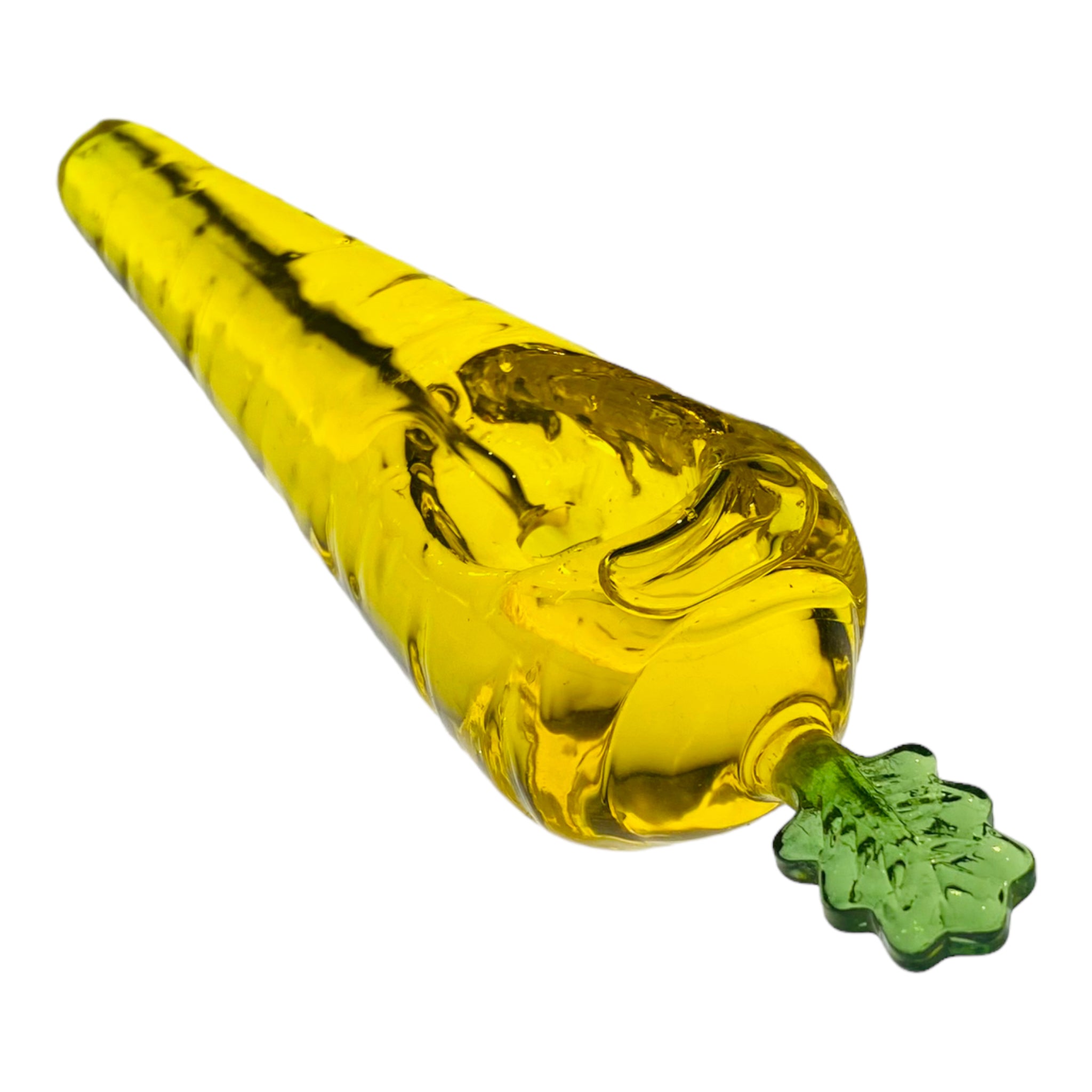 Yellow Carrot Glass Hand Pipe With Glycerin Freeze Chamber