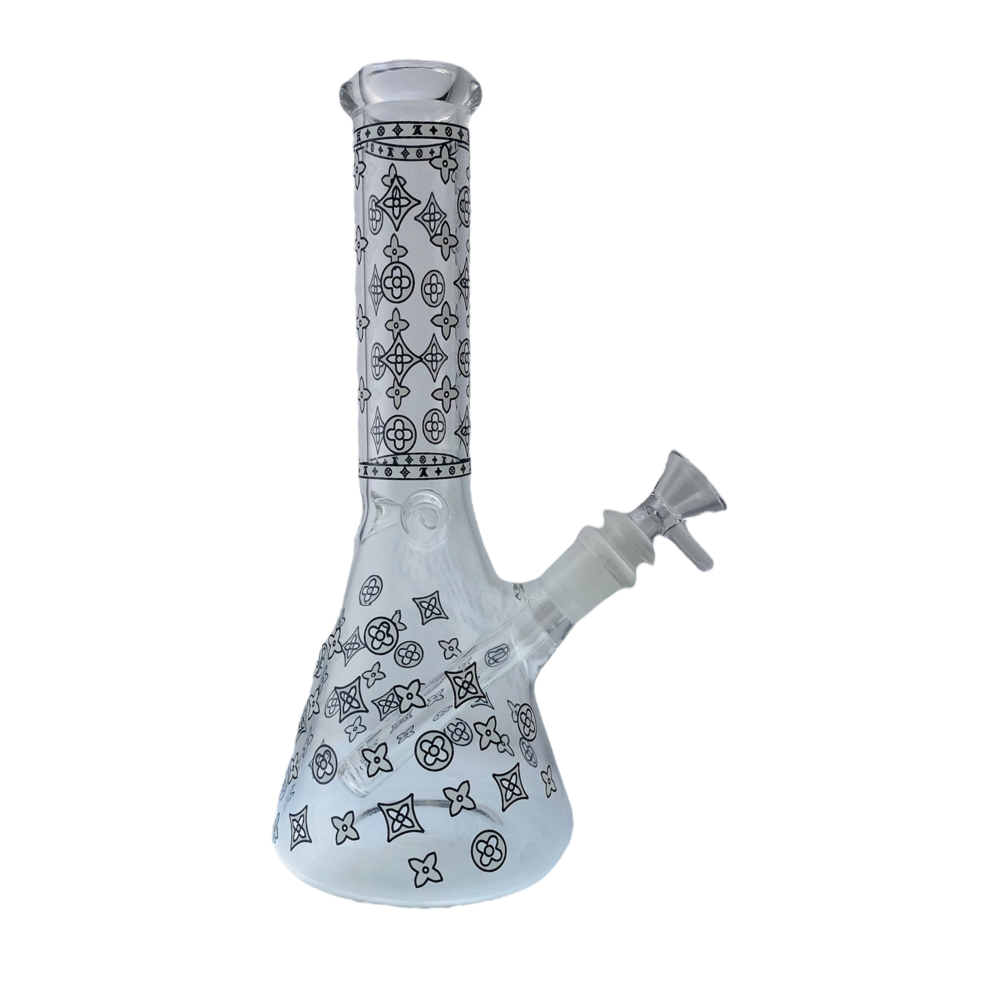 Small Beaker Bong Water Pipe With Decorative Symbols