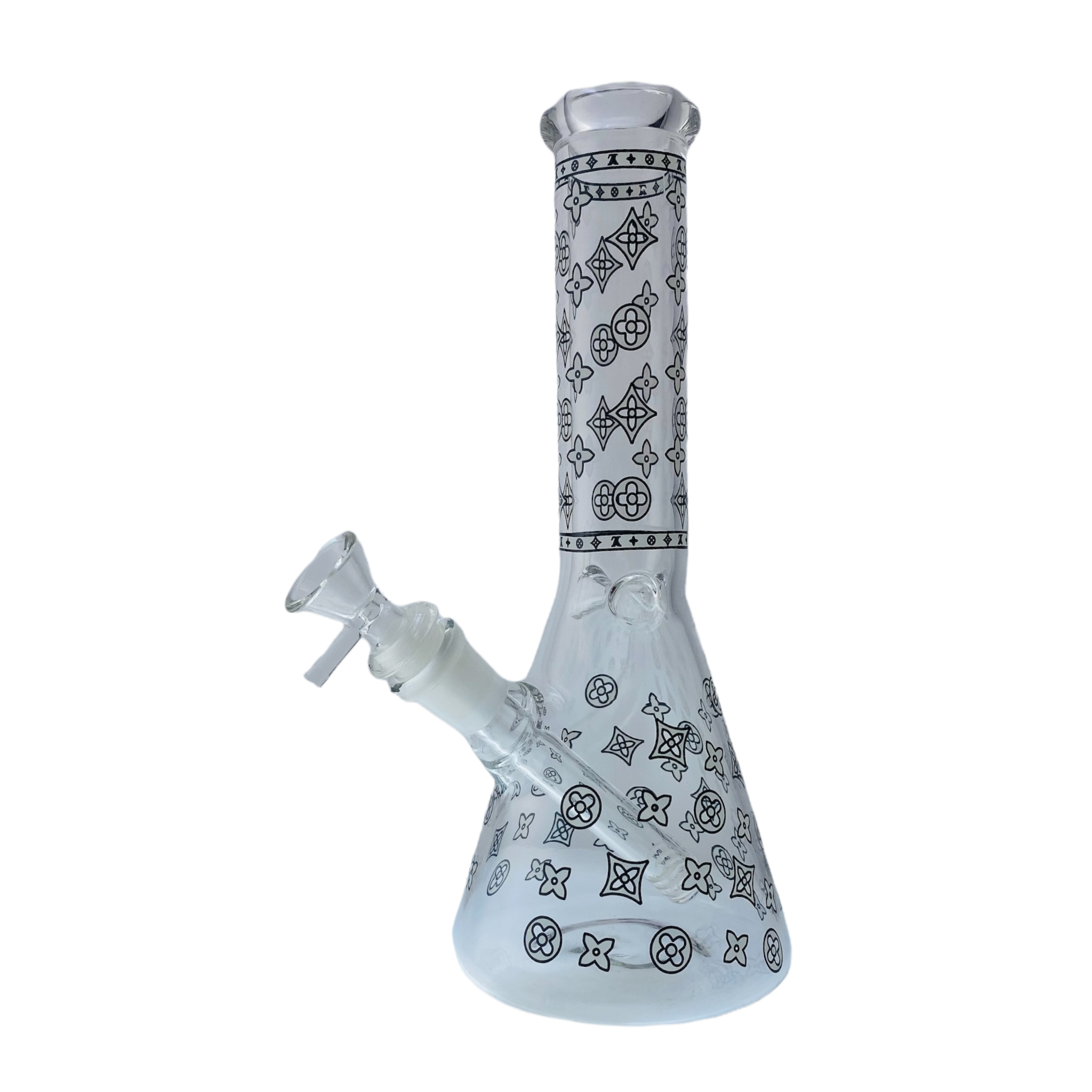 clear Beaker Bong Water Pipe With Decorative Symbols
