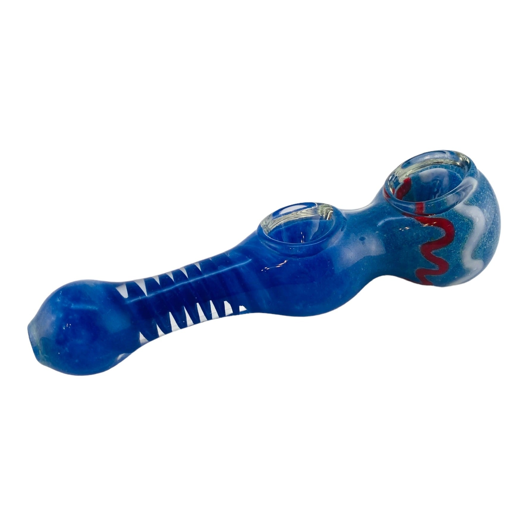 Glass Hand Pipe Blue Double Blown Bowls
