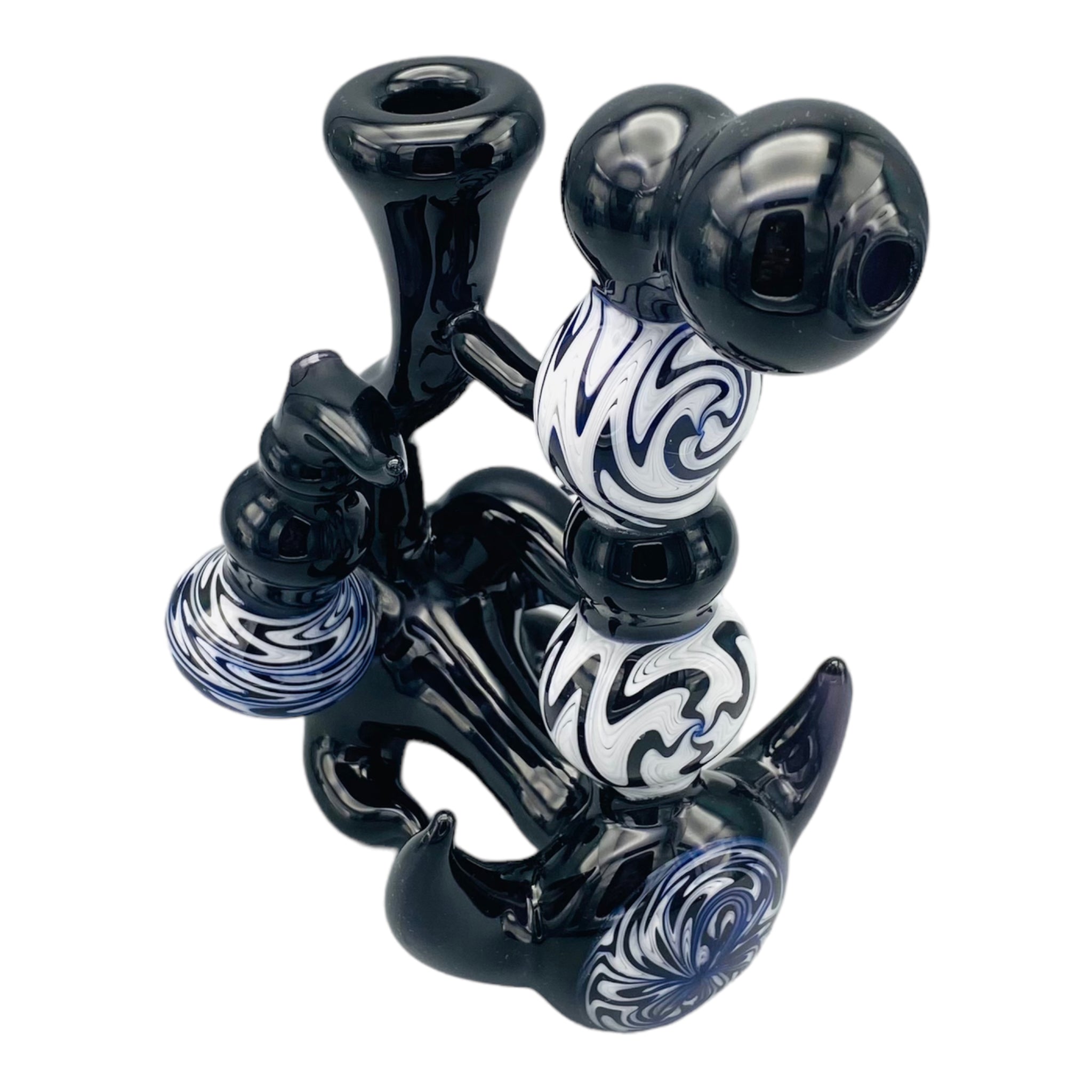 Black And White Wig Wag Custom Stand up Natural Perc Bubbler