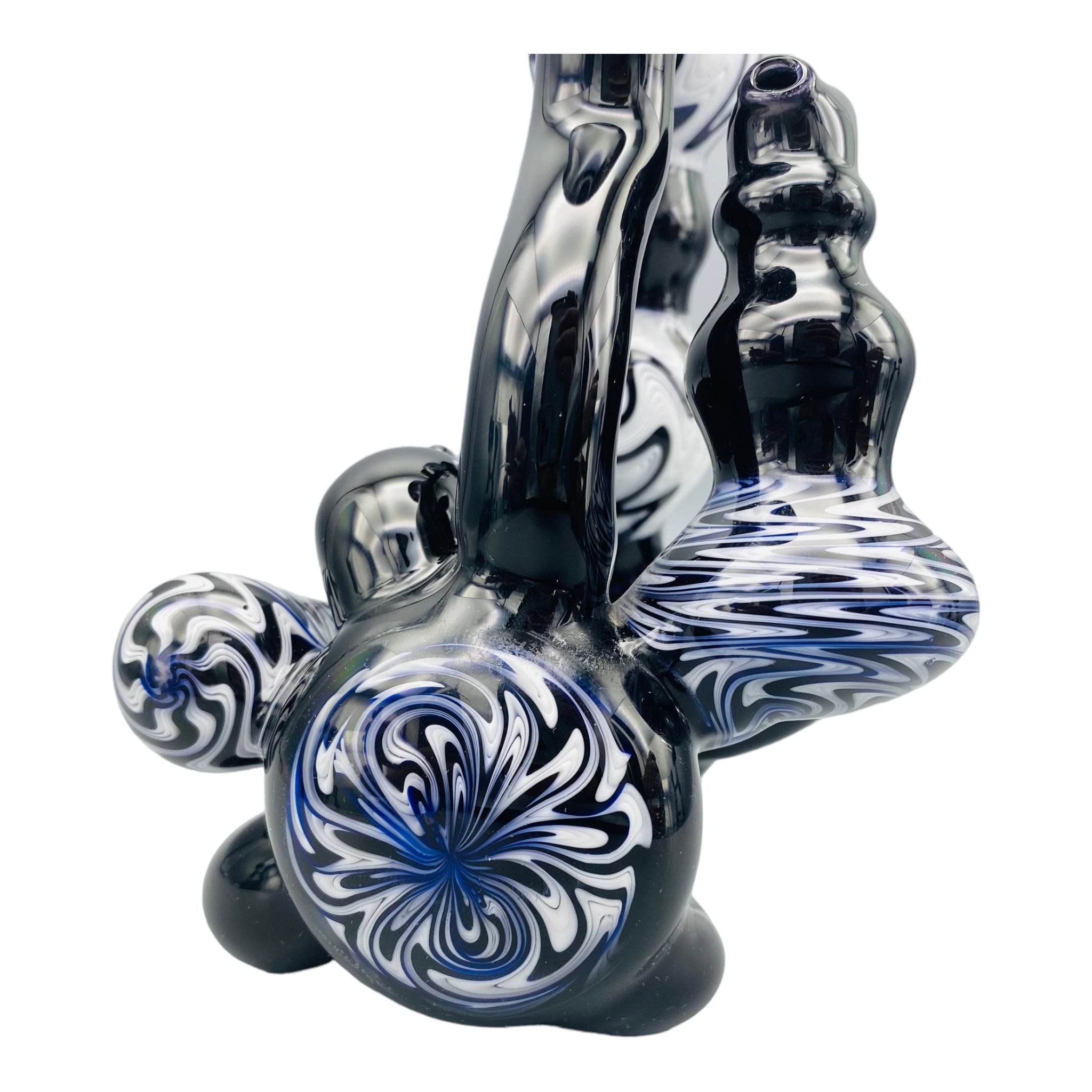 Black And White Wig Wag Custom Stand up Natural Perc Bubbler