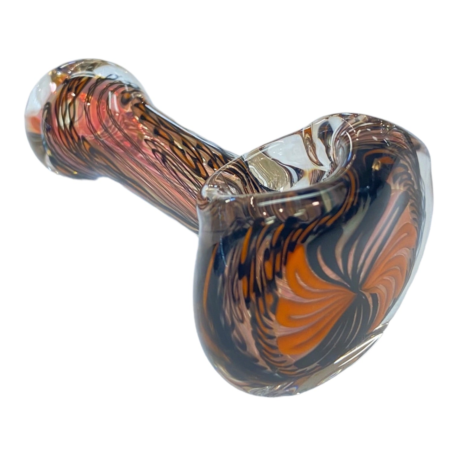 Talent Glass Works - Orange And Blue Cane Twist Spoon