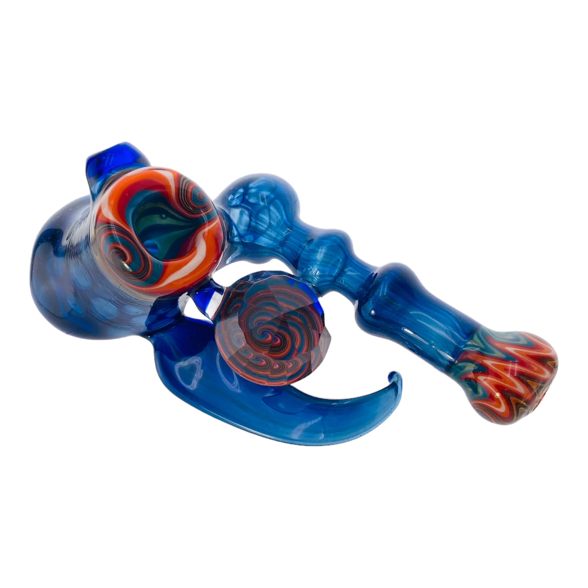 Custom Blue Dot Stack Sidecar Hammer With Faceted Marble