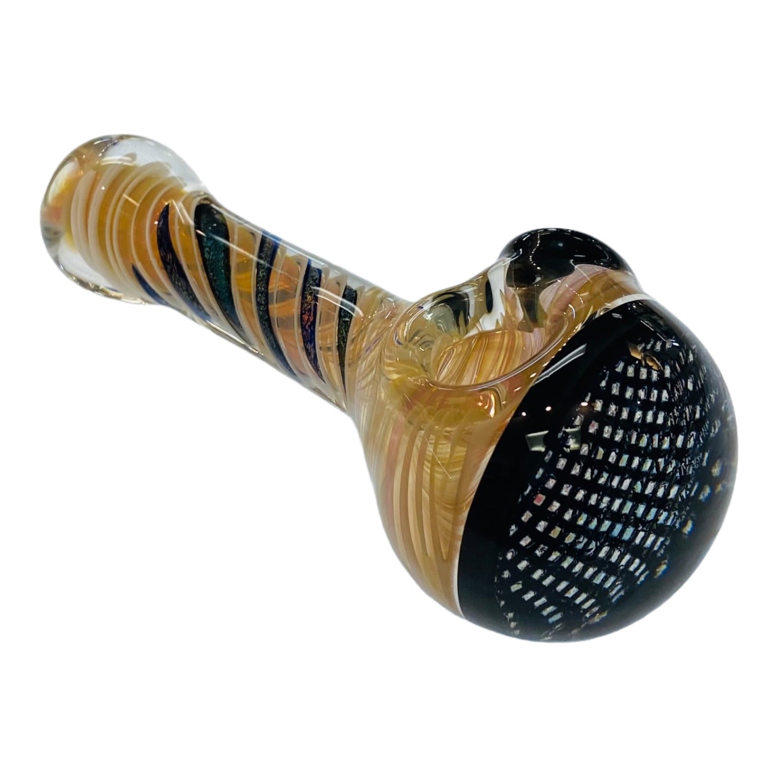 Talent Glass Works - Fume And Color Coil With Woven Dichro End - Glass Hand Pipe