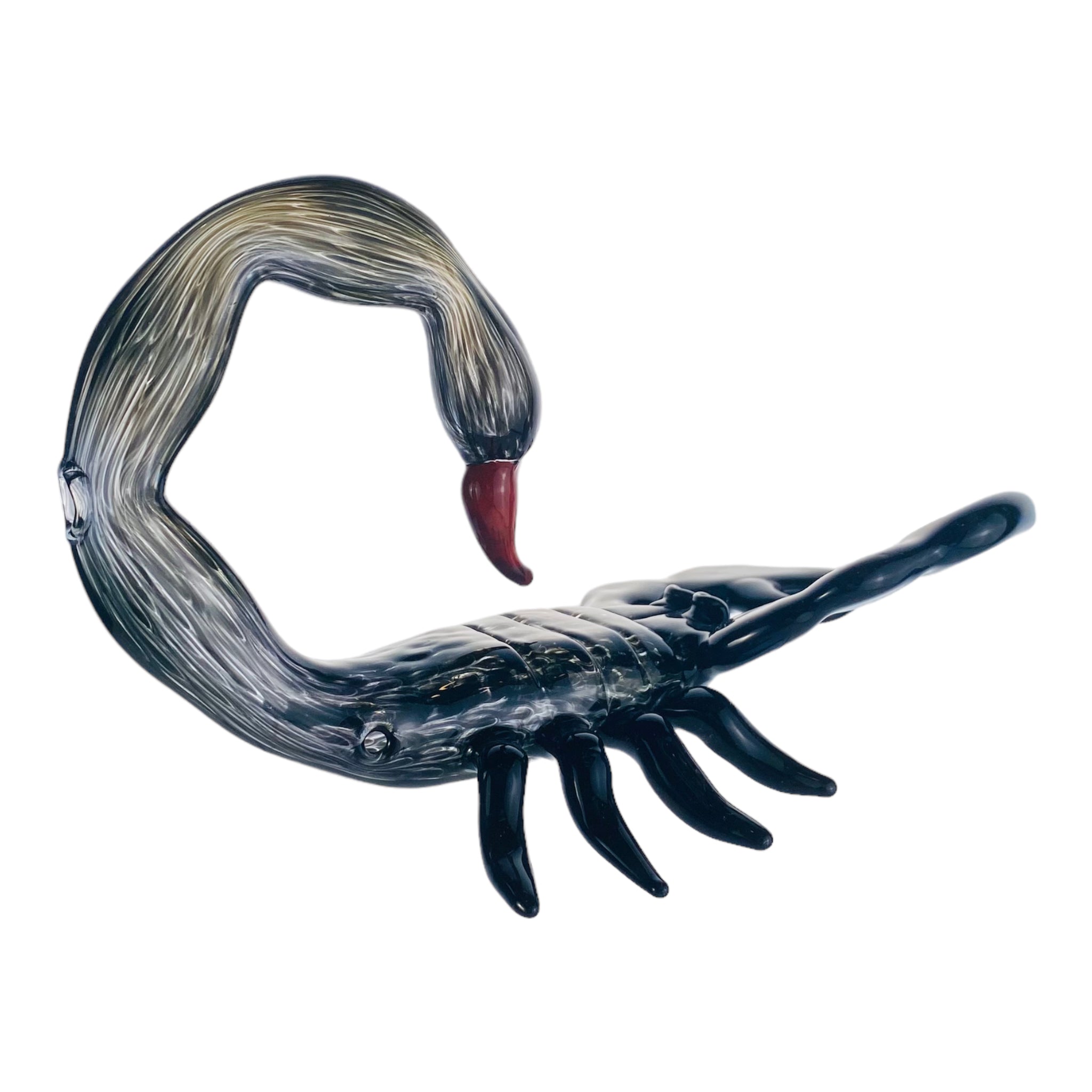 Daniels Glass Art - Glass Large Black Fat Tailed Scorpion Hand Pipe