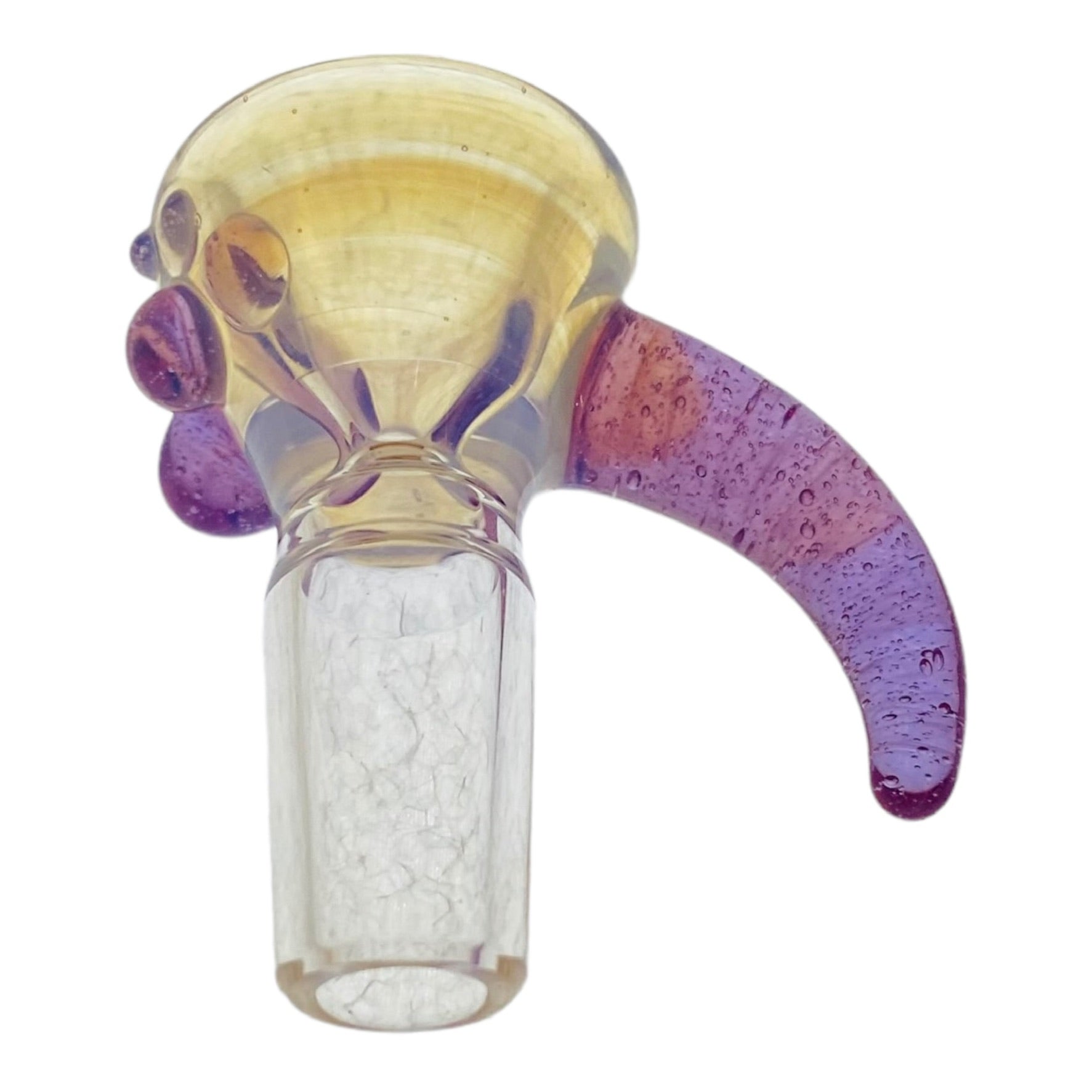Arko Glass - 14mm Flower Bowl With Yellow Fume And Purple Handle