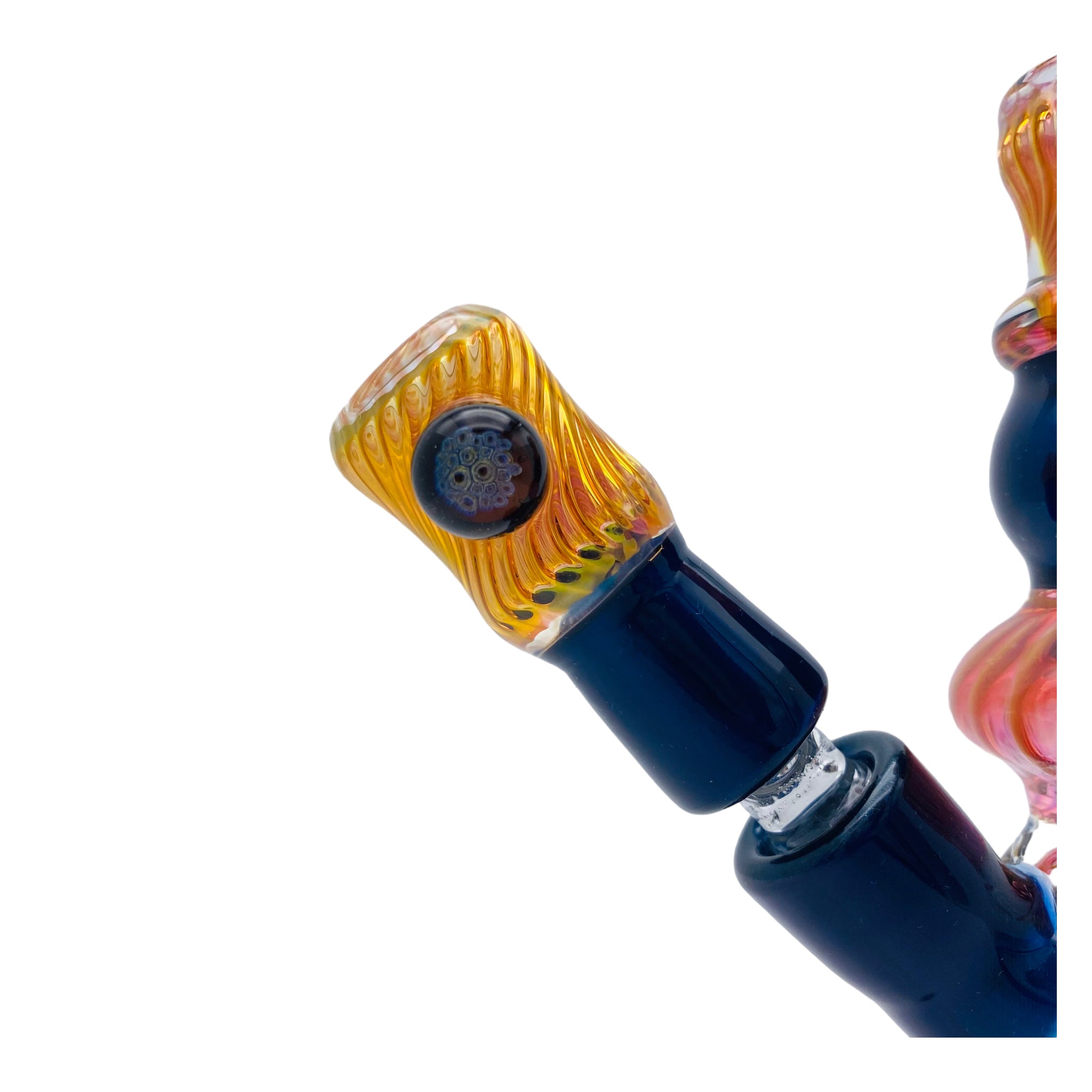 Seth B Glass - Pink Gold Fume Twist And Blue Stardust Mini Tube Dab Rig