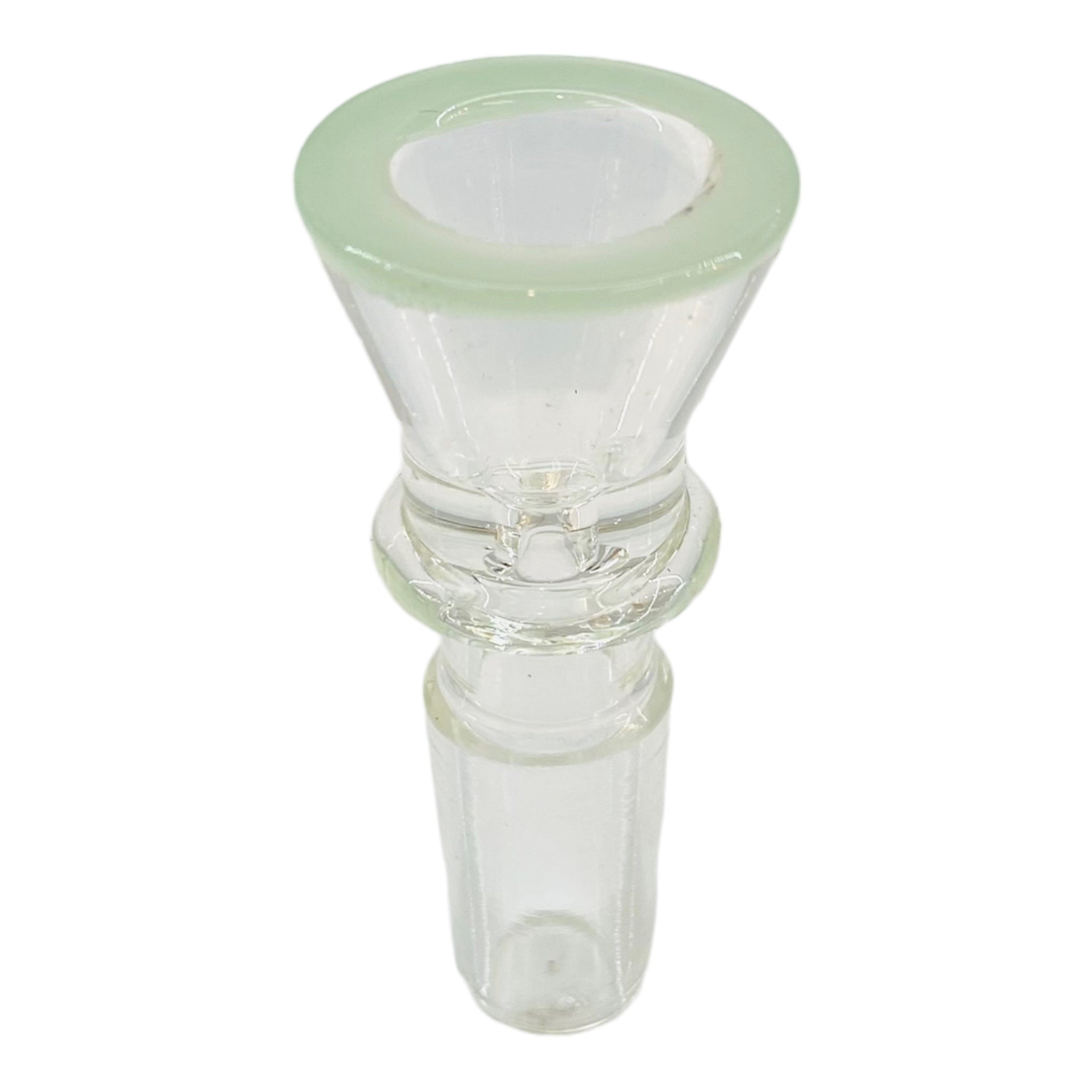 14mm Flower Bowl - Clear Martini Funnel Bong Bowl Piece With Color Lip - Sea Foam Green