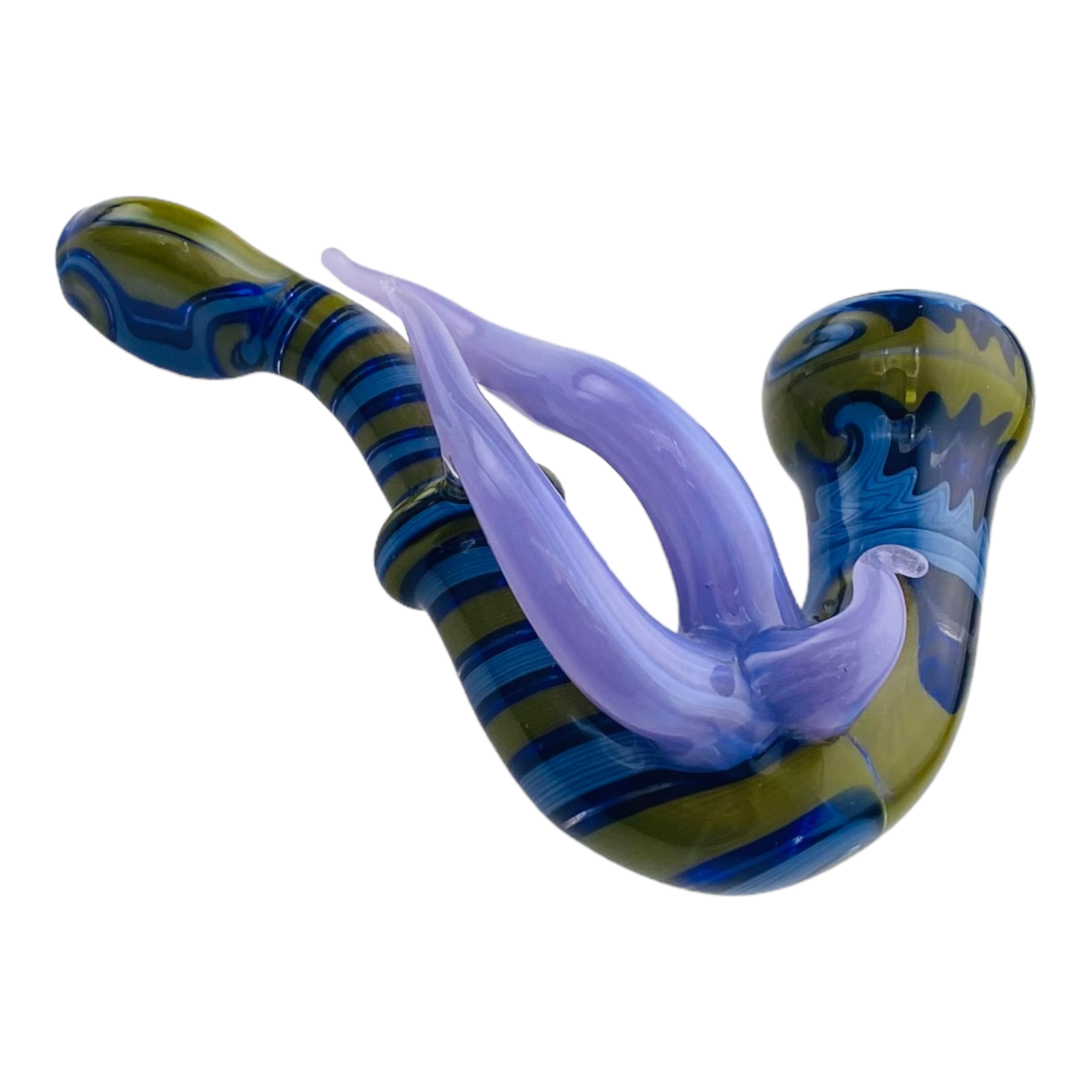 Custom Glass Sherlock With Purple Horns And Blue And Yellow Wig Wag