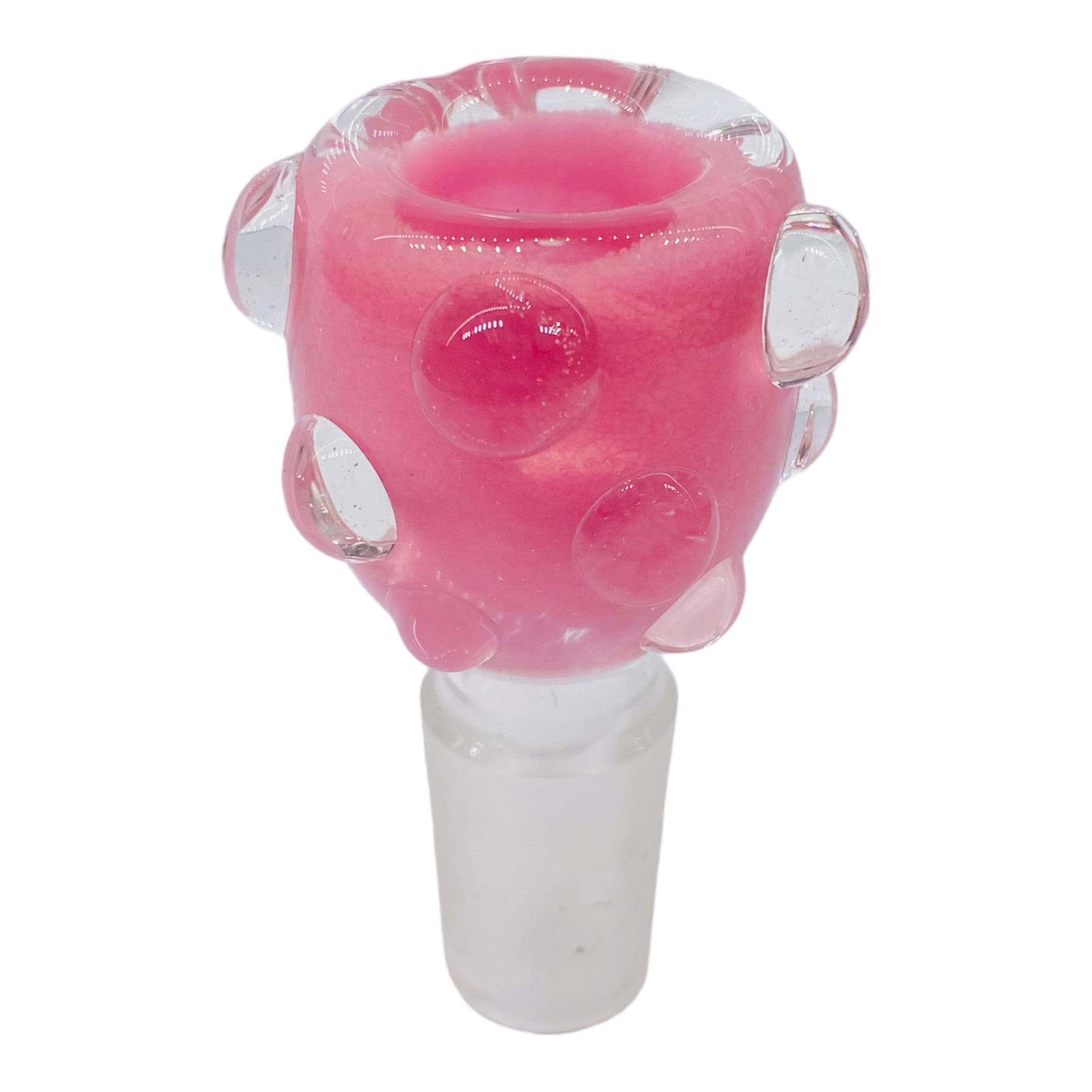 18mm Flower Bowl - Wide Pink Bubble With Clear Dots Bong Bowl Piece