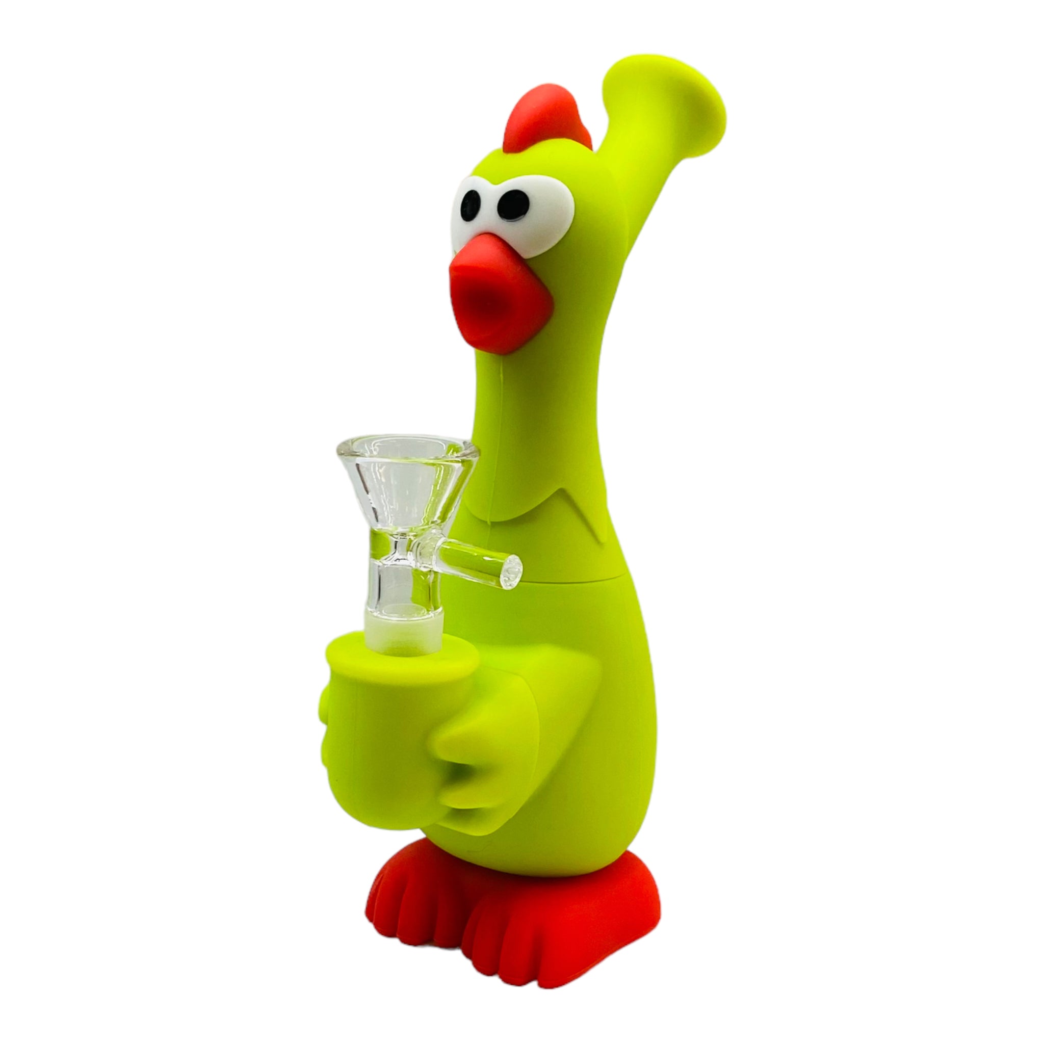 Green And Red Rubber Chicken Silicone Bong