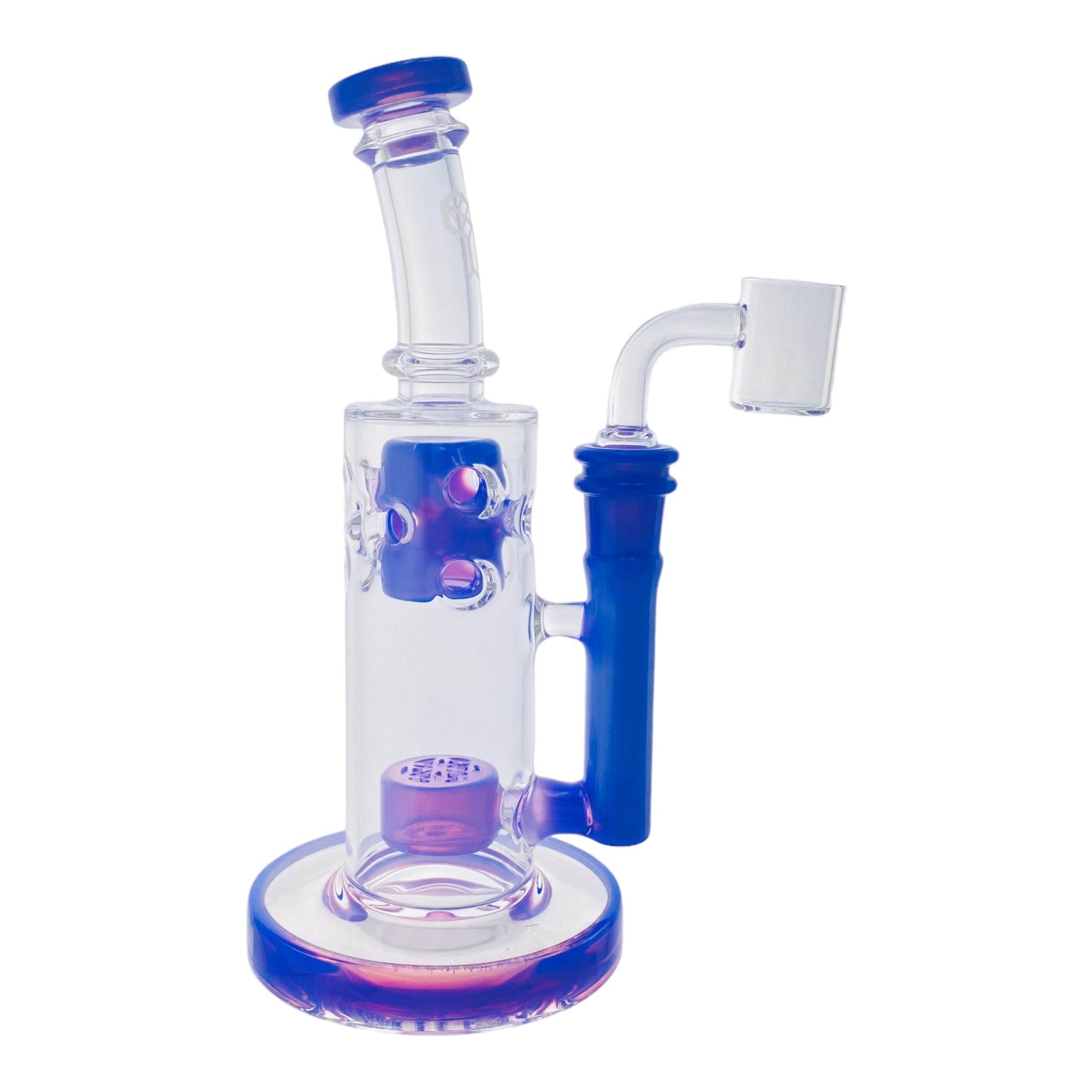 Deluxe Glass - Purple Mini Straight Fab Bong Dab Rig With Seed Of Life Perc