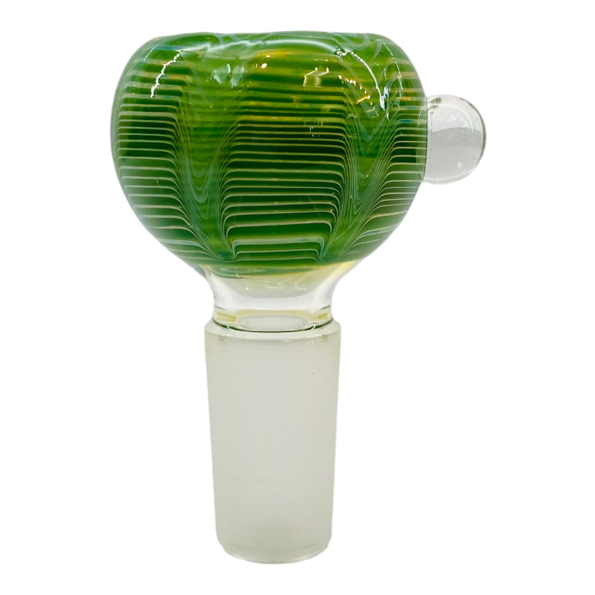 14mm Flower Bowl - Basic Bubble Bong Bowl Piece With Wrap And Rake Twirl - Green