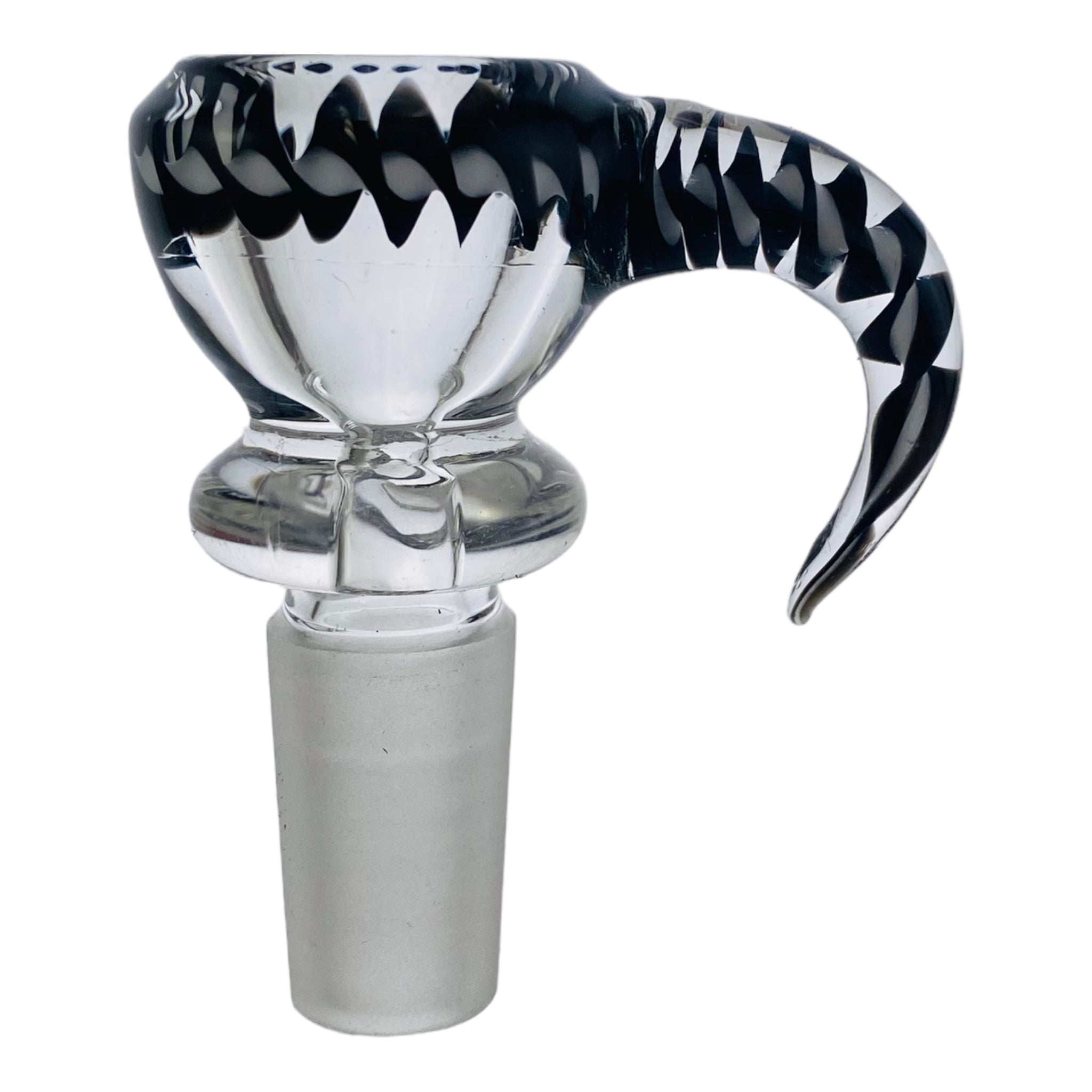 14mm Flower Bowl - Clear Funnel With Black Spiral Handle Bong Bowl Piece