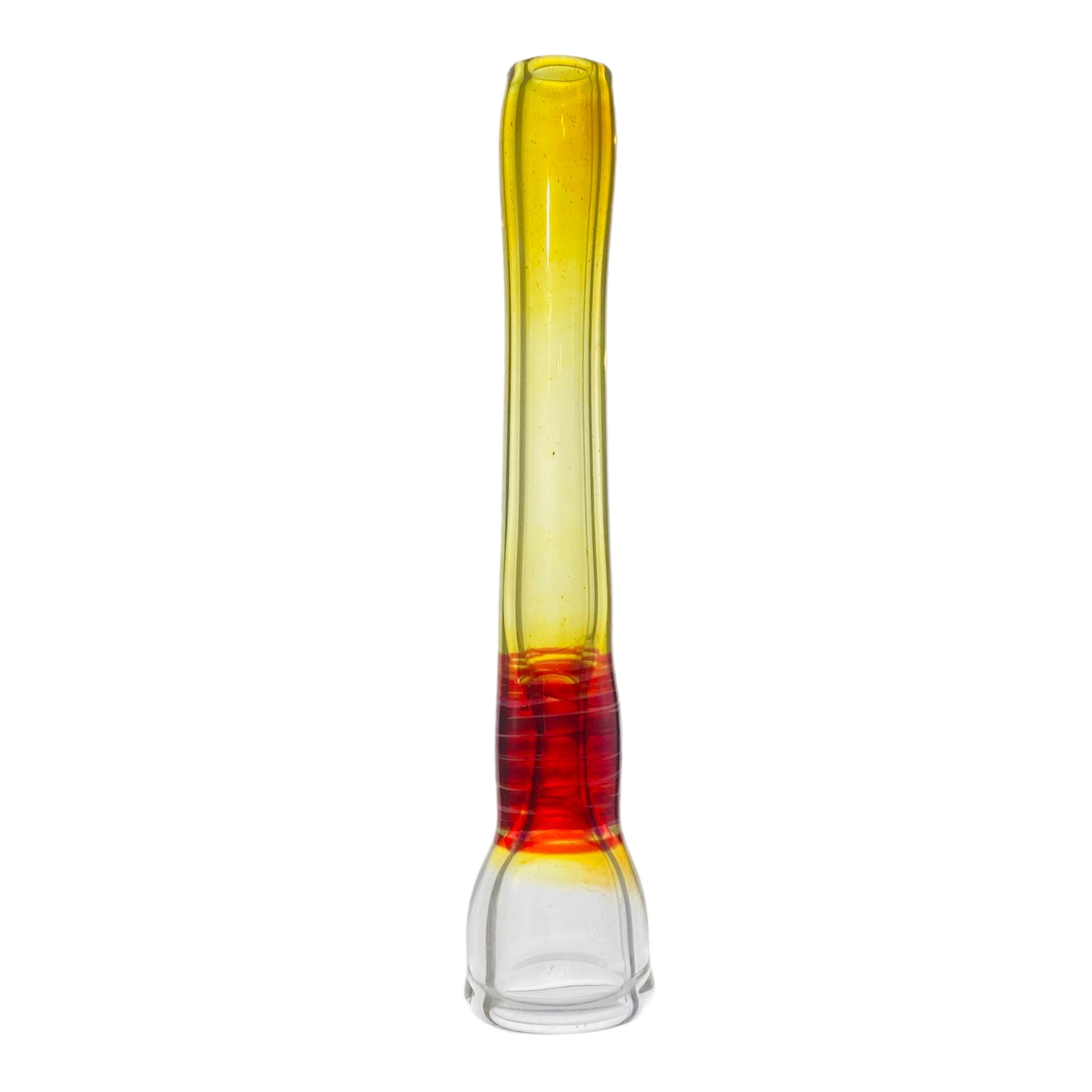 Glass Chillum Pipe - Yellow Silver Fuming With Red Wrap