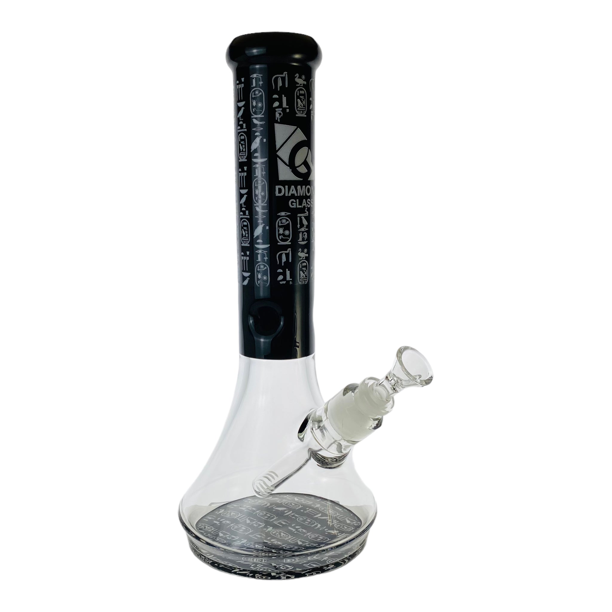 Diamond Glass - White And Black Beaker Bong With Hieroglyphics for sale mighty quinn best smokeshop santa rosa ca