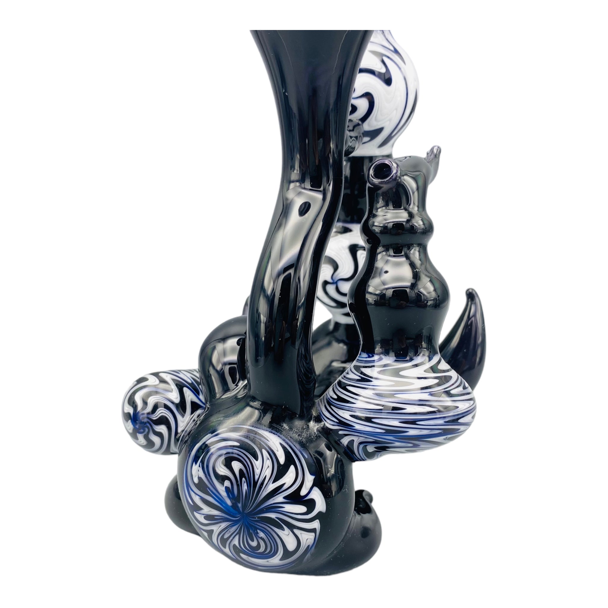 Black And White Wig Wag Custom Stand up Natural Perc Bubbler