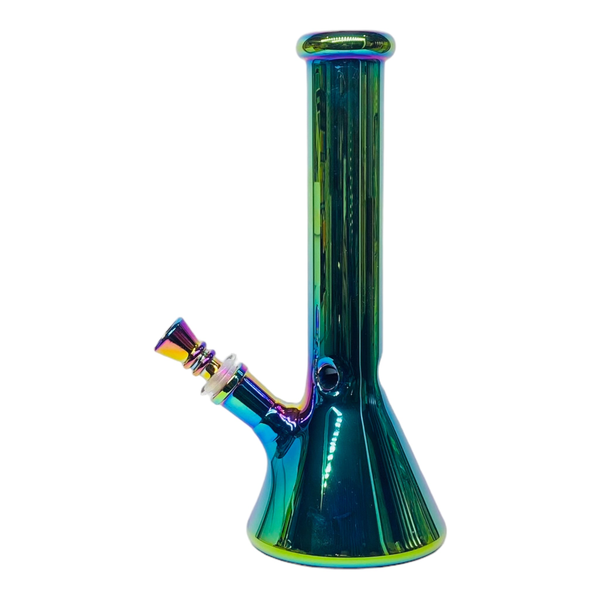 10 Inch Green Rainbow Beaker Base Glass Bong with matching rainbow bowl
