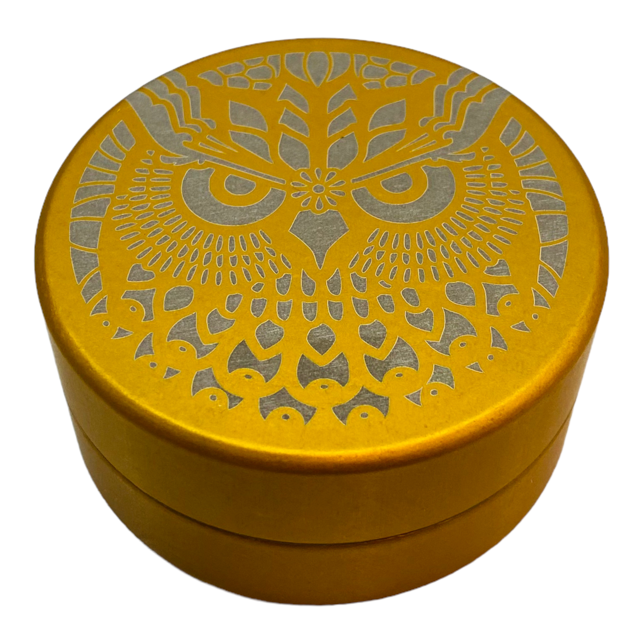 Tahoe Grinders - Gold Anodized Aluminum Large Two Piece Herb Grinder With Owl Face