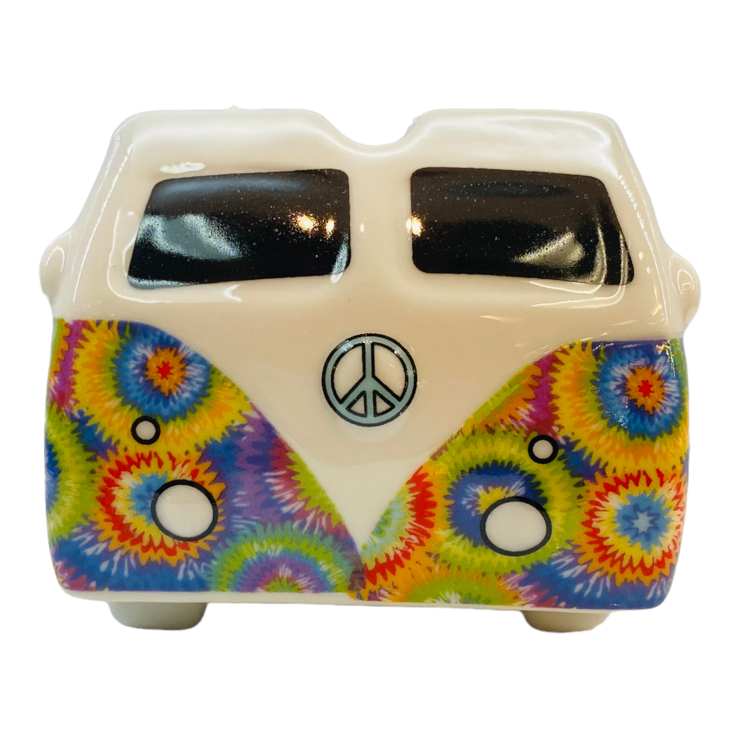 cute Vintage Hippie Bus Ceramic Ashtray Tie Dye - Rainbow Tie Dye