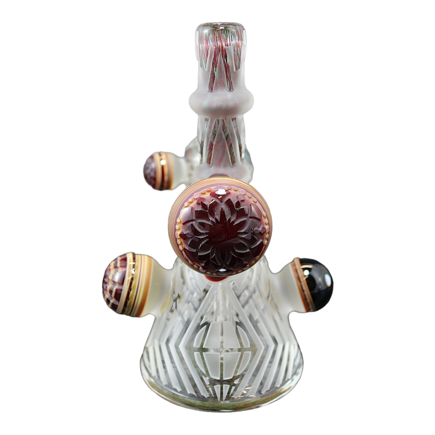 Deep carve sandblasted glass mini tube dab rig made by Liberty 503 Glass