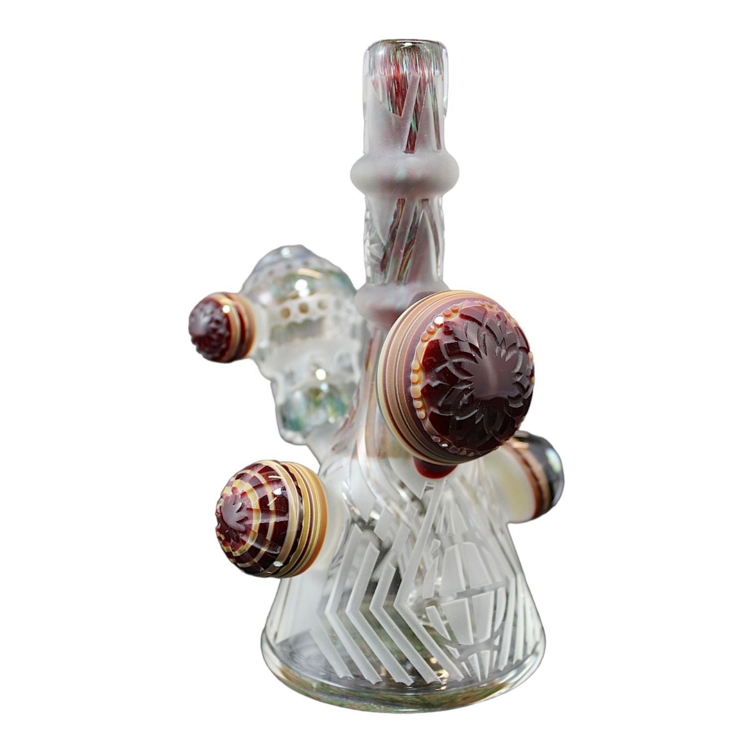 Deep carve sandblasted glass mini tube dab rig made by Liberty 503 Glass