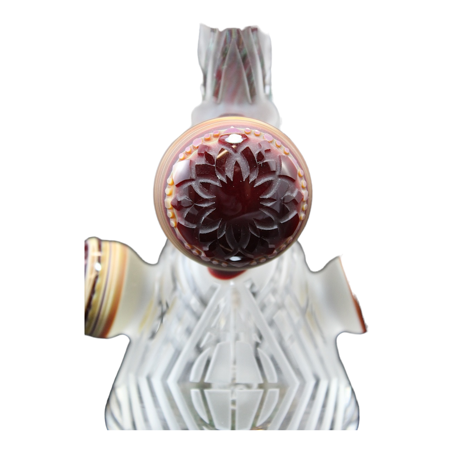 Deep carve sandblasted glass mini tube dab rig made by Liberty 503 Glass