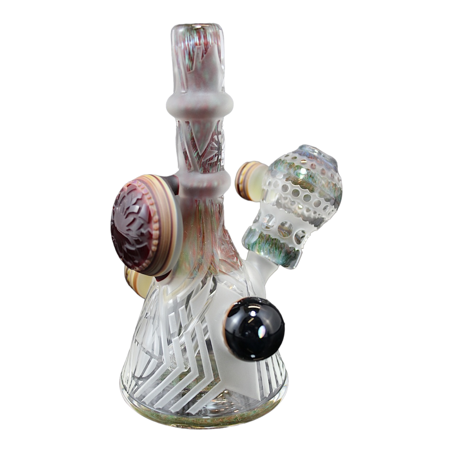 Deep carve sandblasted glass mini tube dab rig made by Liberty 503 Glass