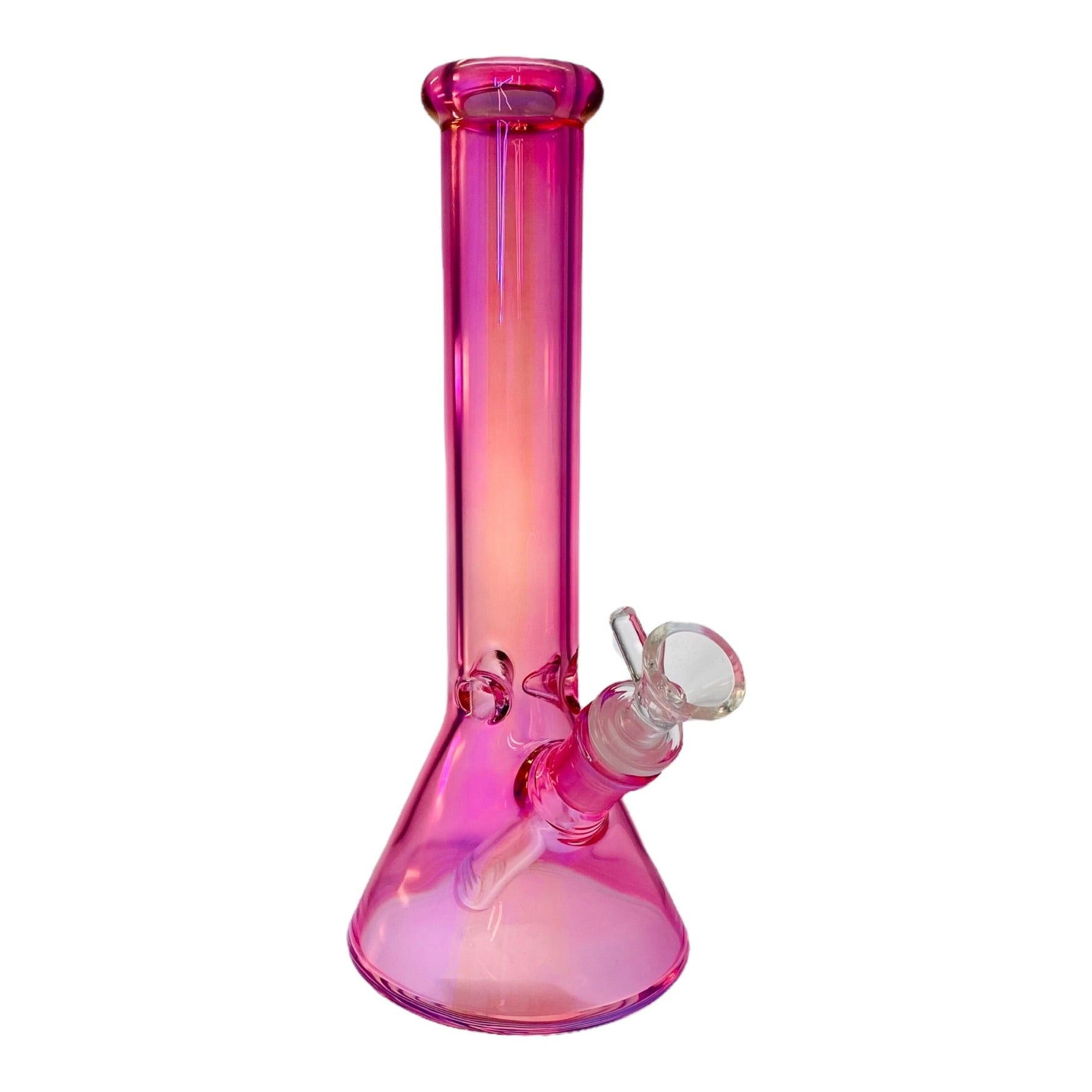 10 Inch Pearlescent Pink Glass Beaker Bong