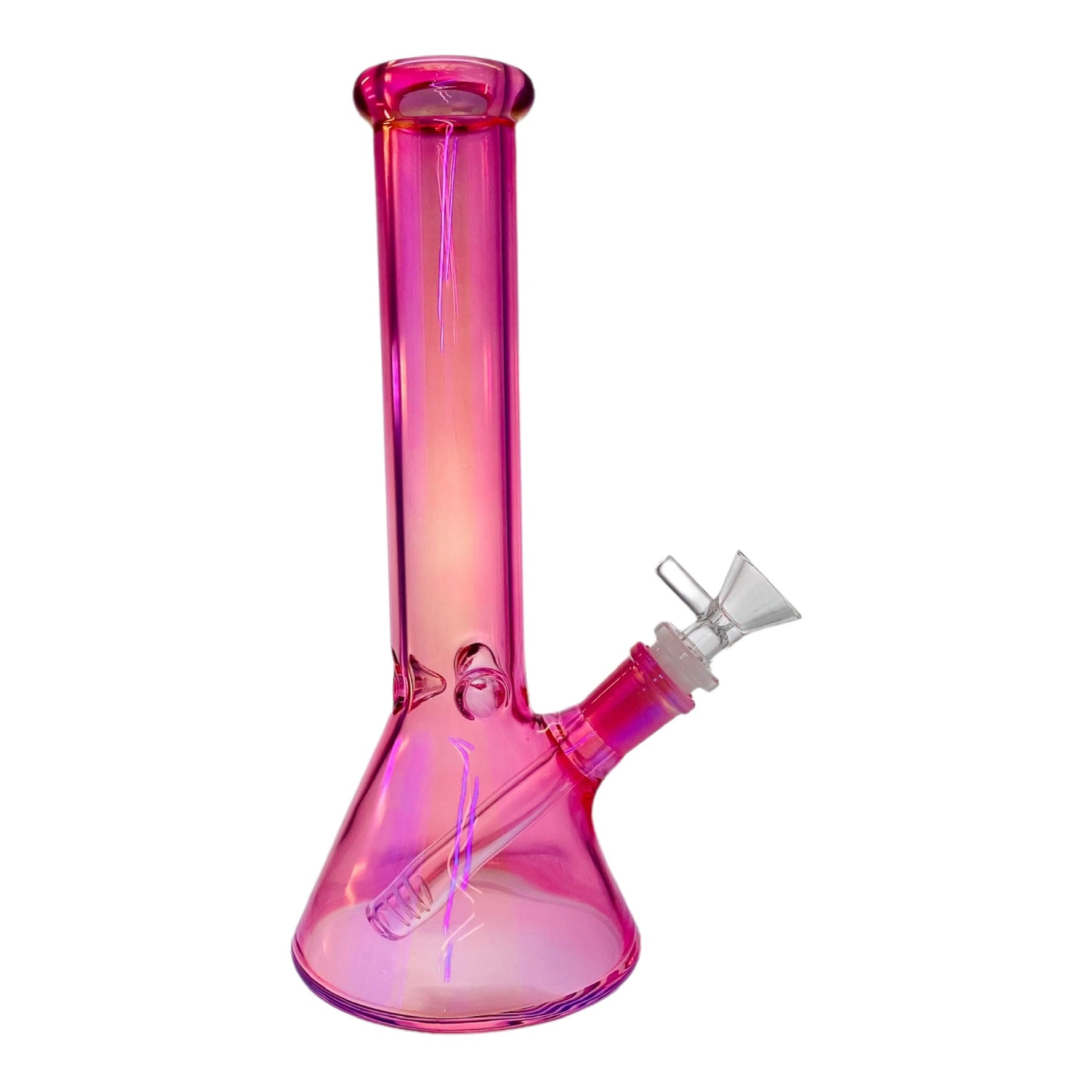 10 Inch Pearlescent Pink Glass Beaker Bong
