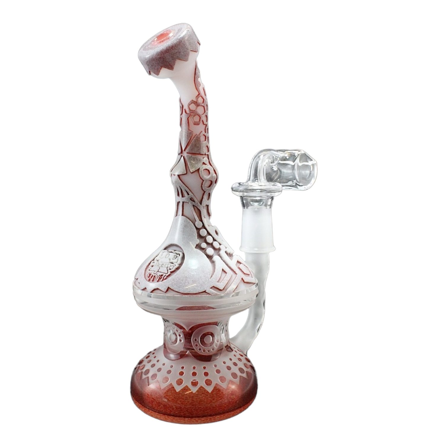 Deep Sandblasted Carve G;ass Dab Rig Custom Made By Liberty 503 Glass 