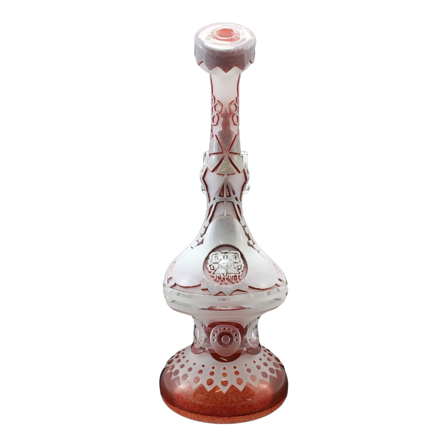 Deep Sandblasted Carve G;ass Dab Rig Custom Made By Liberty 503 Glass