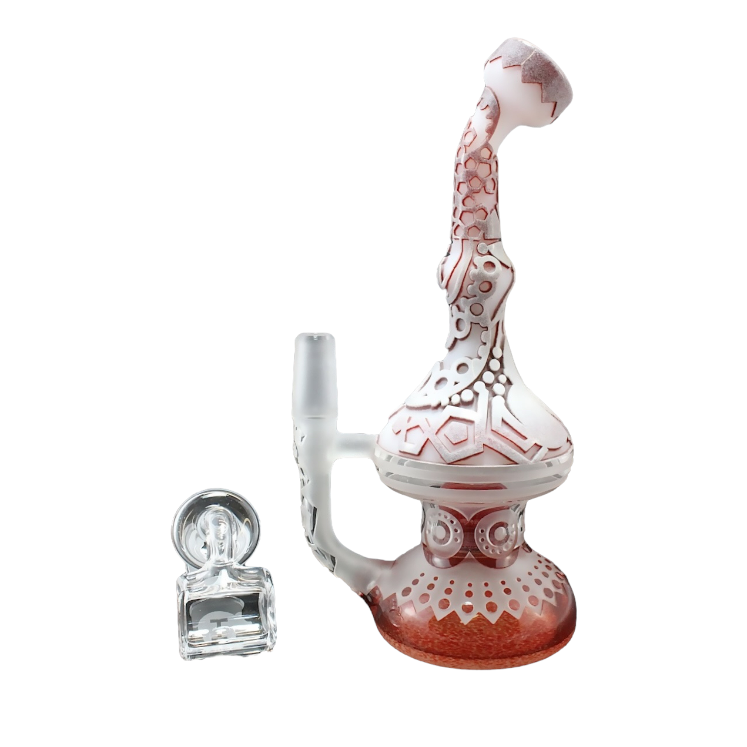 Deep Sandblasted Carve G;ass Dab Rig Custom Made By Liberty 503 Glass