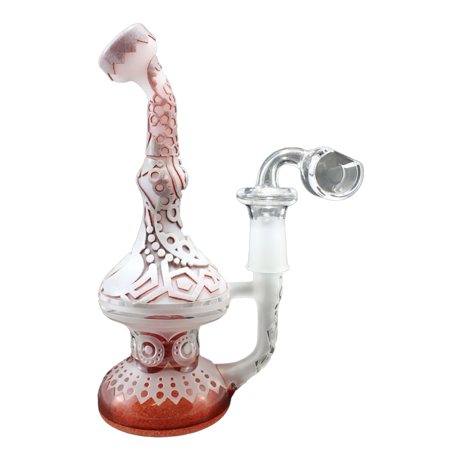 Deep Sandblasted Carve G;ass Dab Rig Custom Made By Liberty 503 Glass