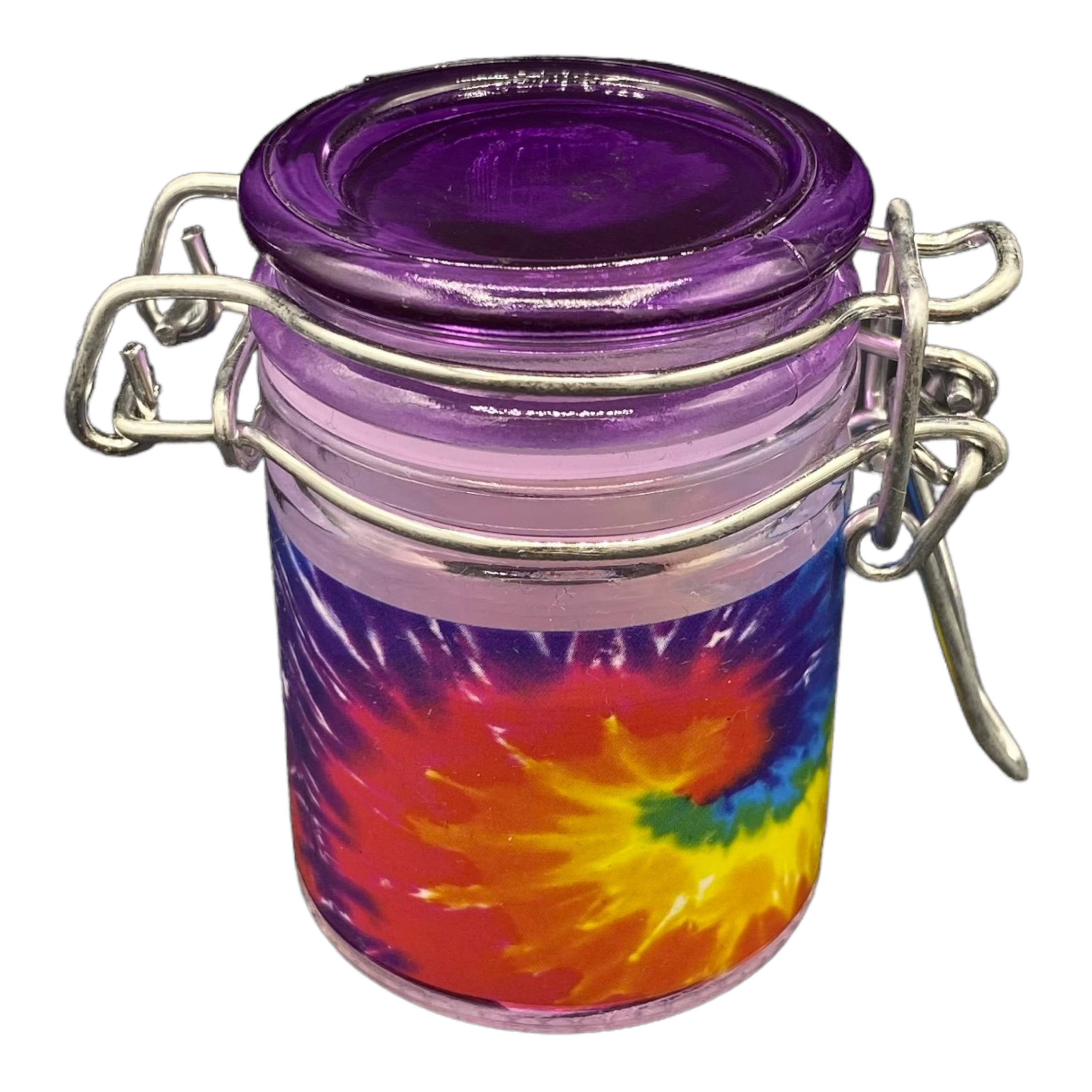 Latch Top Jars - Rainbow Tie-Dye Air Tight Glass Jar - Extra Small