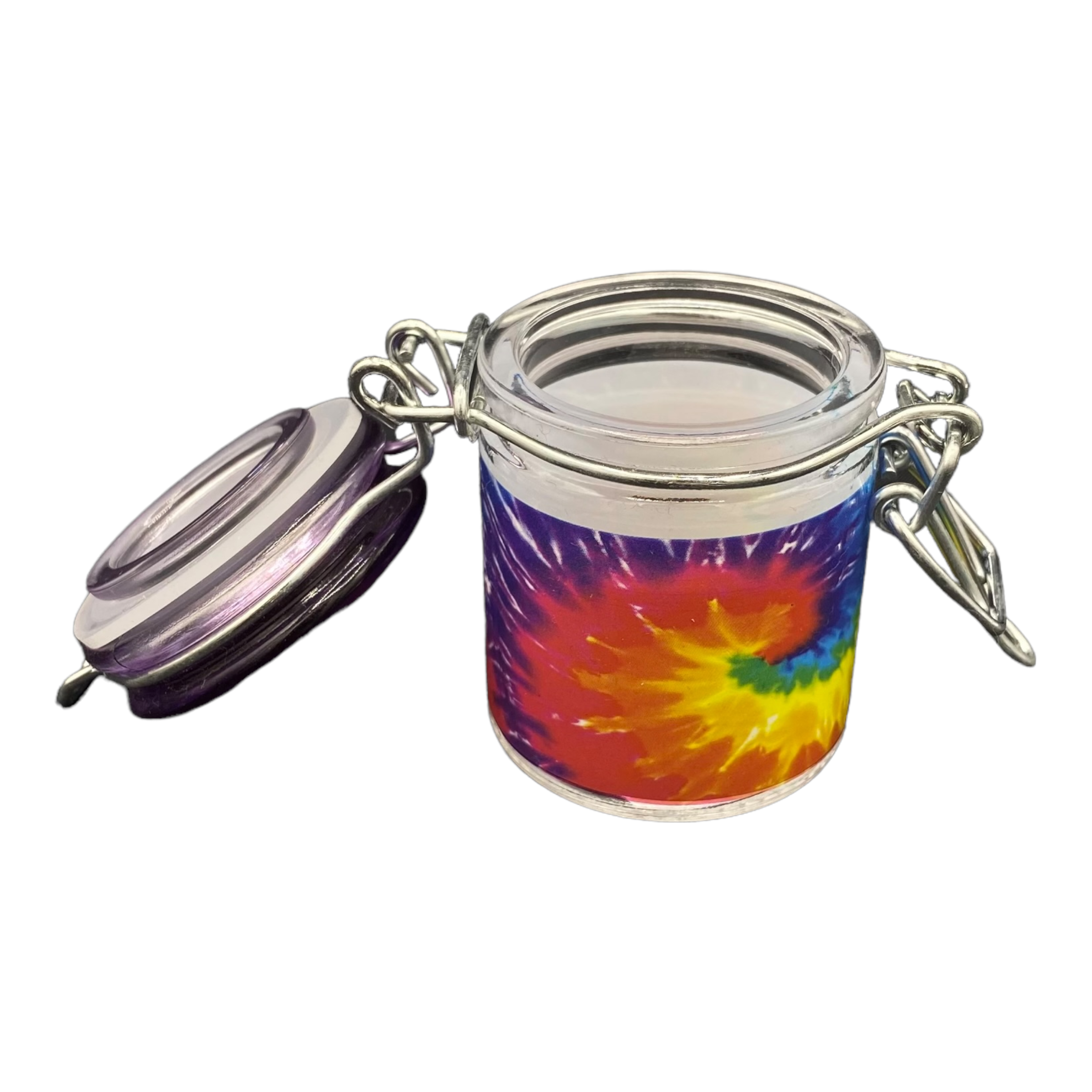 Latch Top Jars - Rainbow Tie-Dye Air Tight Glass Jar - Extra Small