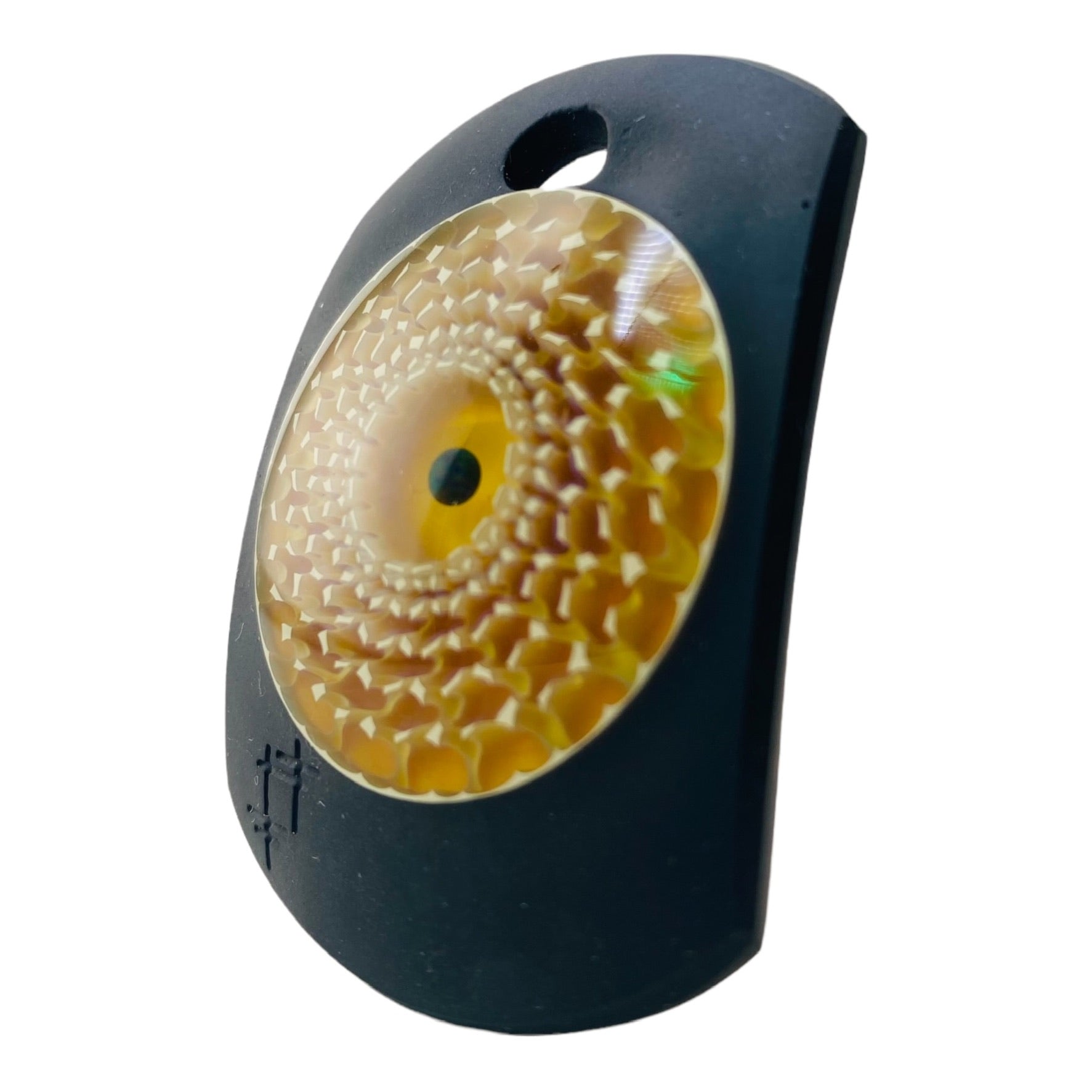 Yunk Glass Clear Carve Amulet Pendant With Opal #4