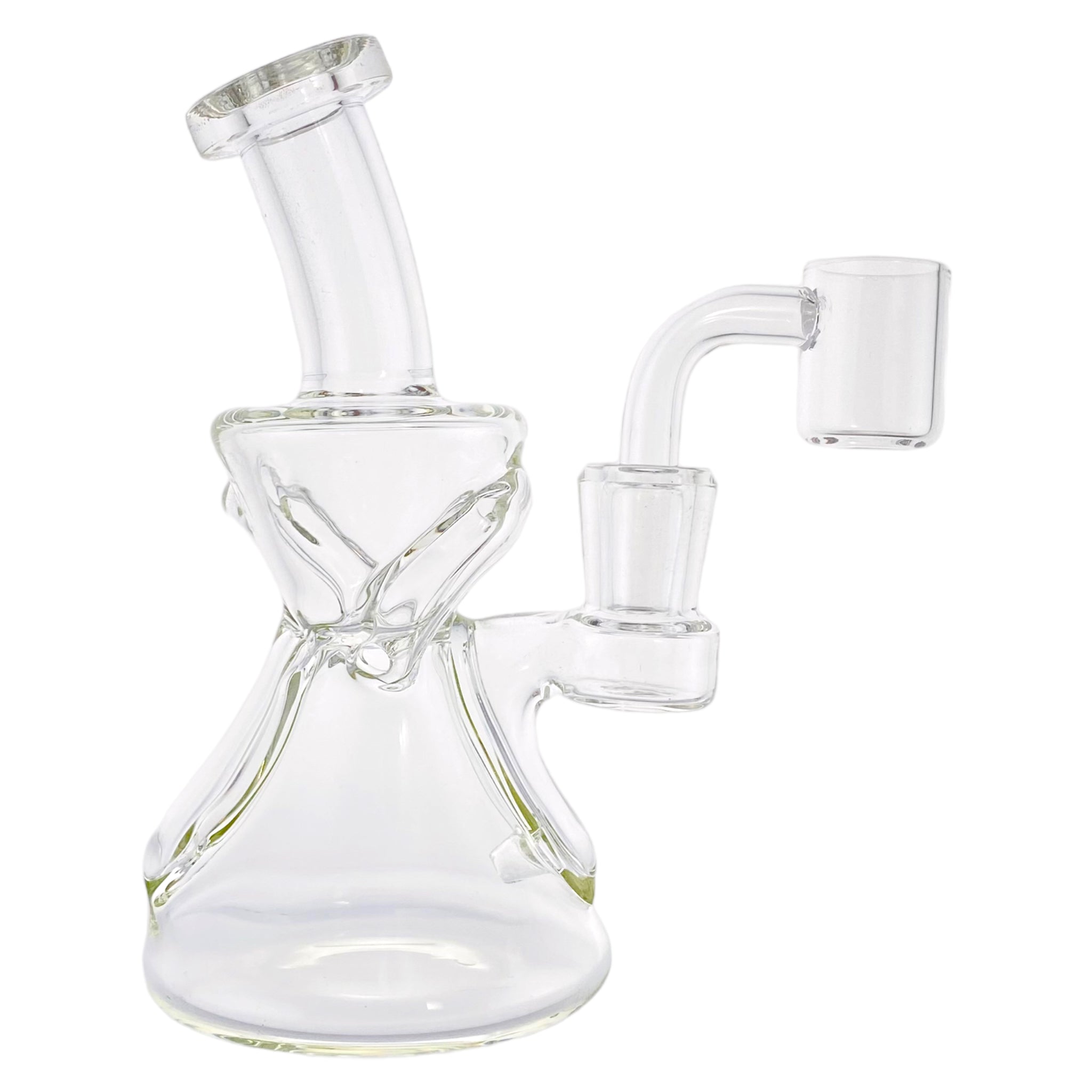 Small Clear Hour Glass Shape Double Uptake Glass Recycler