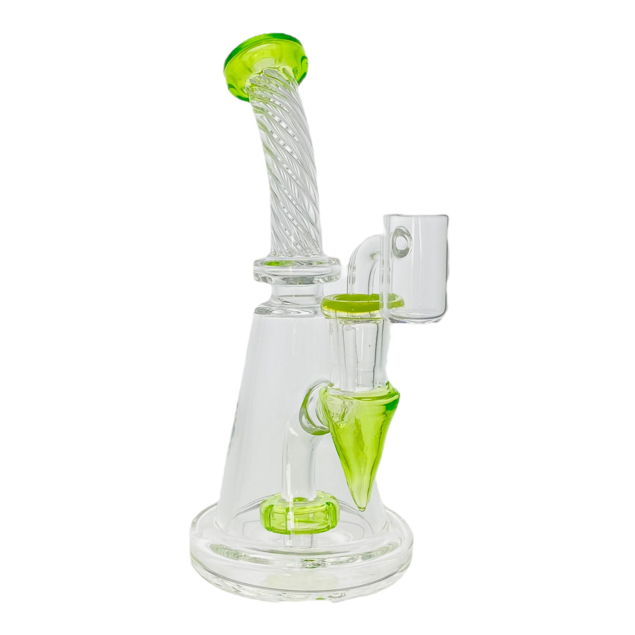  best cheap cute Green Glass Dab Rig With Multi Hole Twirl Neck 14mm fitting banger hanger