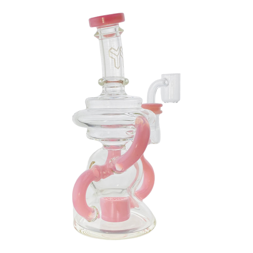 Deluxe Glass - Pink Klein Recycler Dab Rig With Seed of Life Percolato
