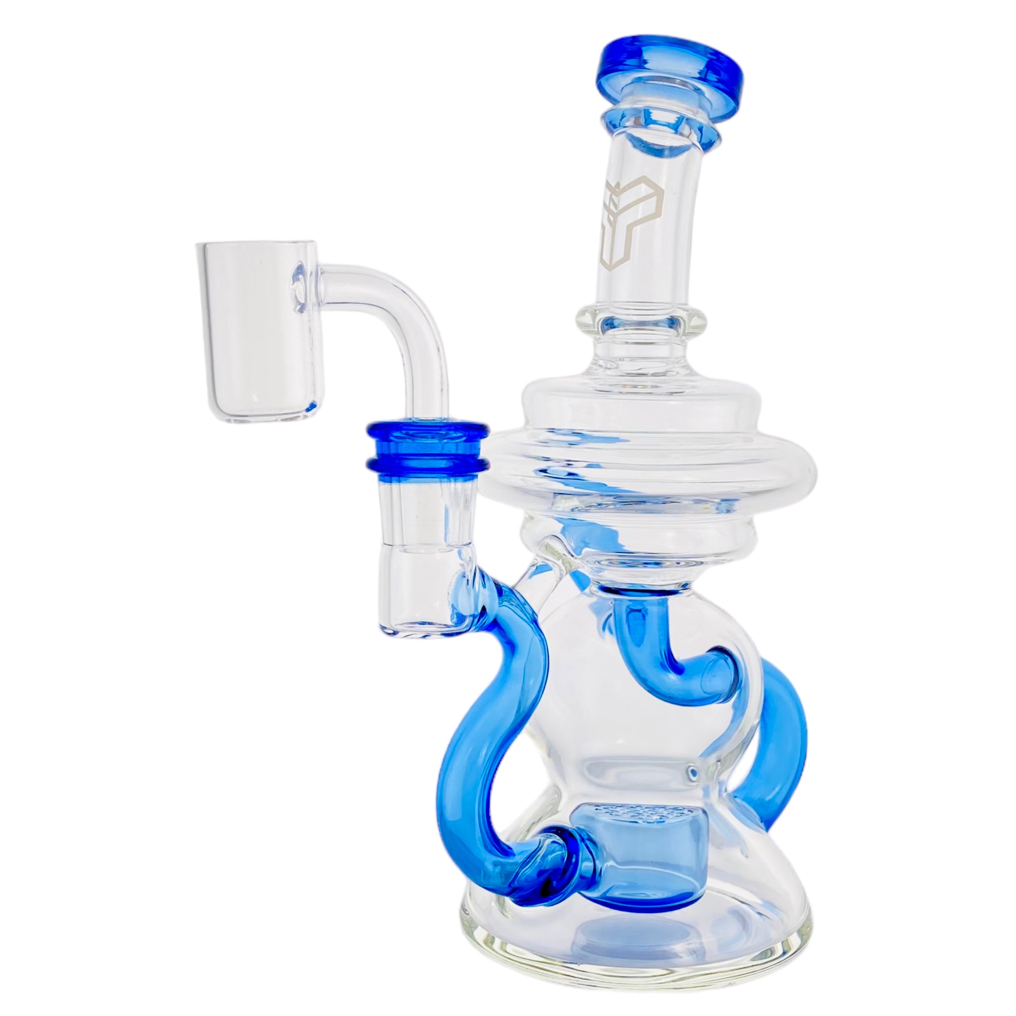 Deluxe Glass - Blue Klein Recycler Dab Rig With Seed of Life Percolato