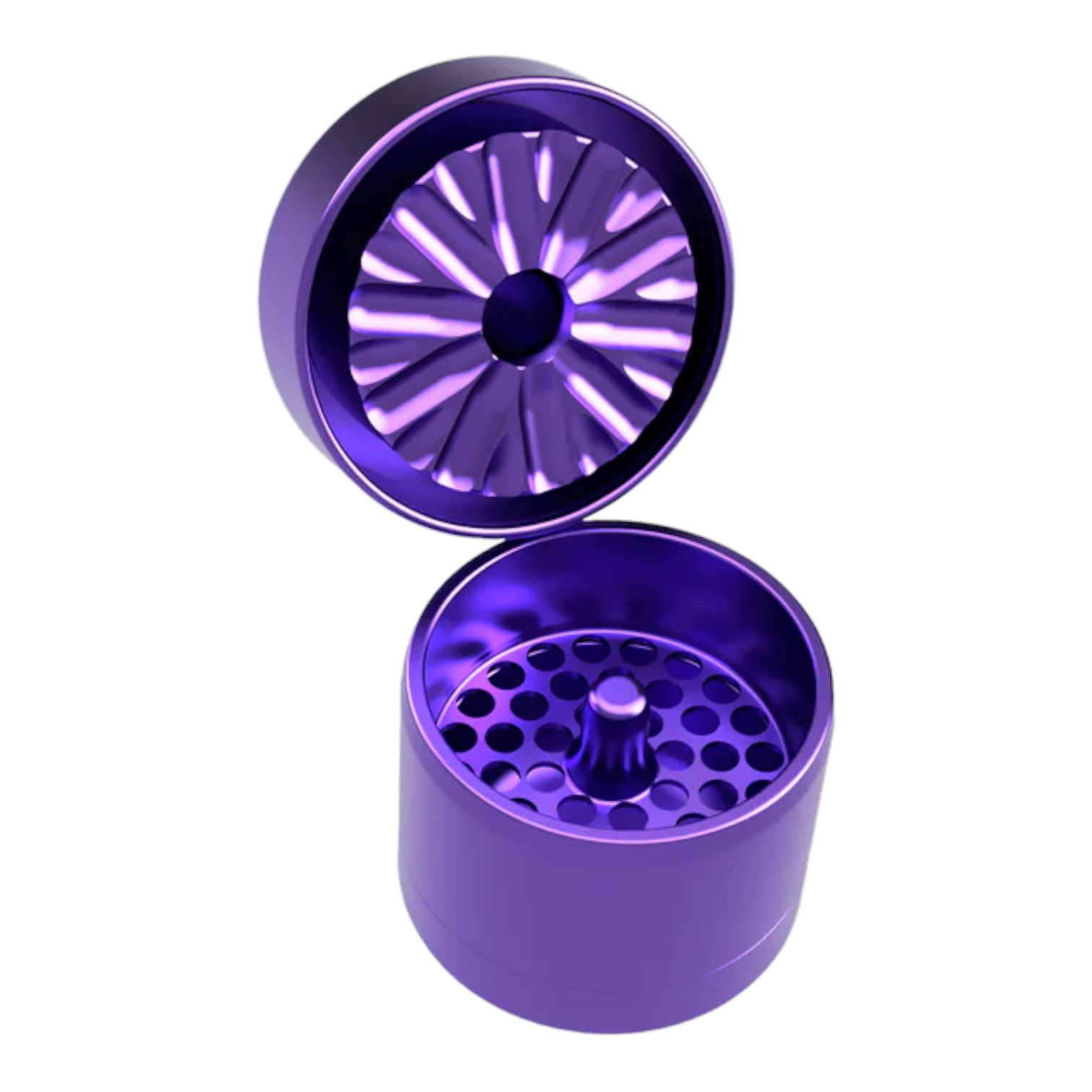 Flower Mill Grinder - Mini Aluminum 3 Piece Flower Mill Herb Grinder - Purple