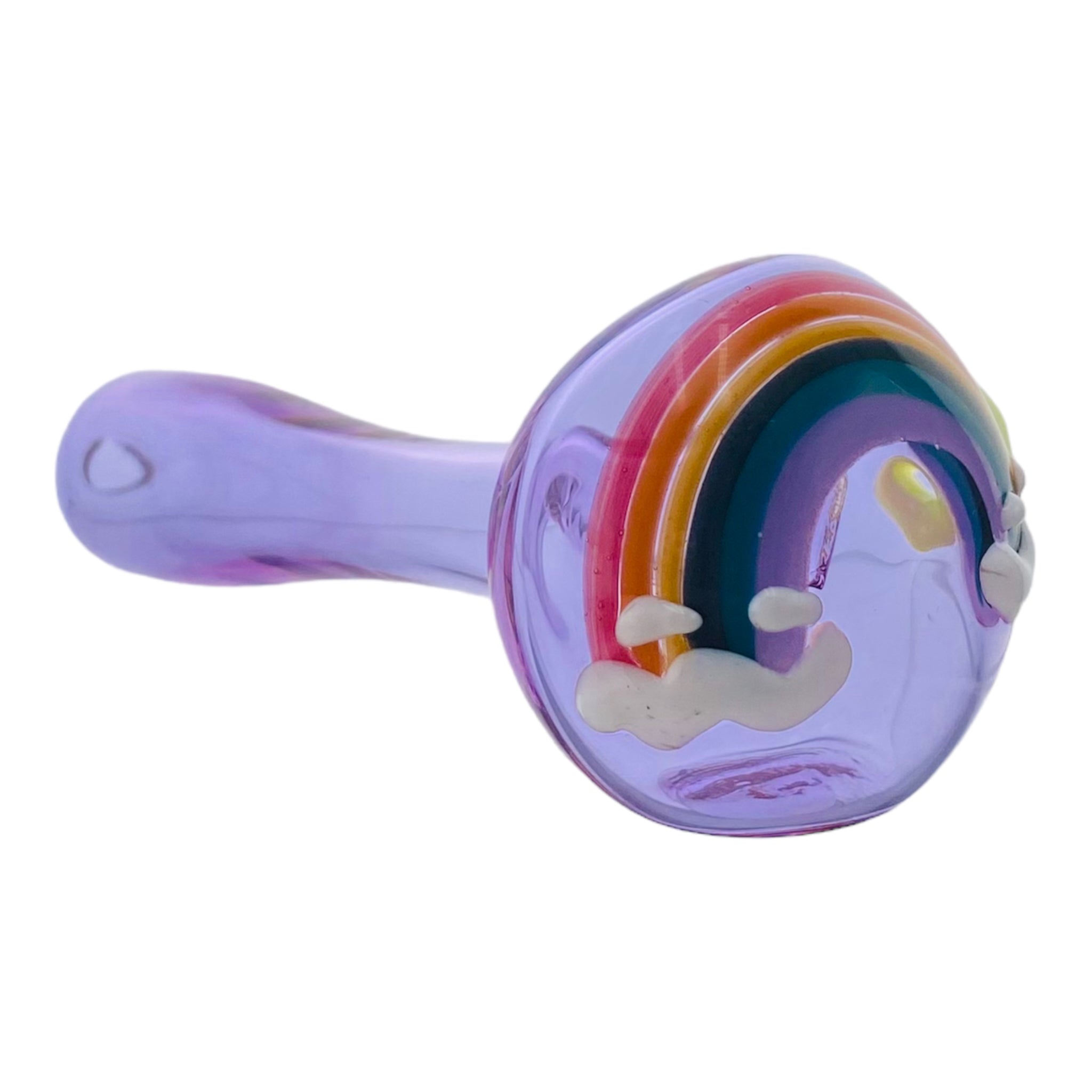Jellyfish Glass - Purple Glass Hand Pipe With Rainbow And Clouds