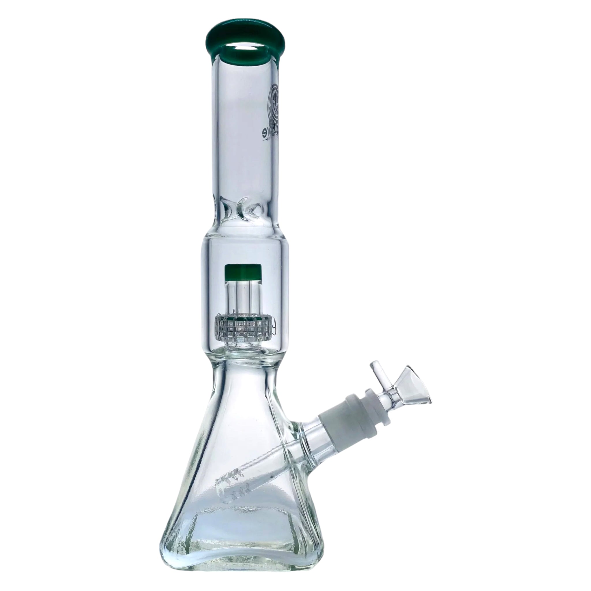 Encore Glass - Clear Square Base Bong With Color Lip And Tree Perc