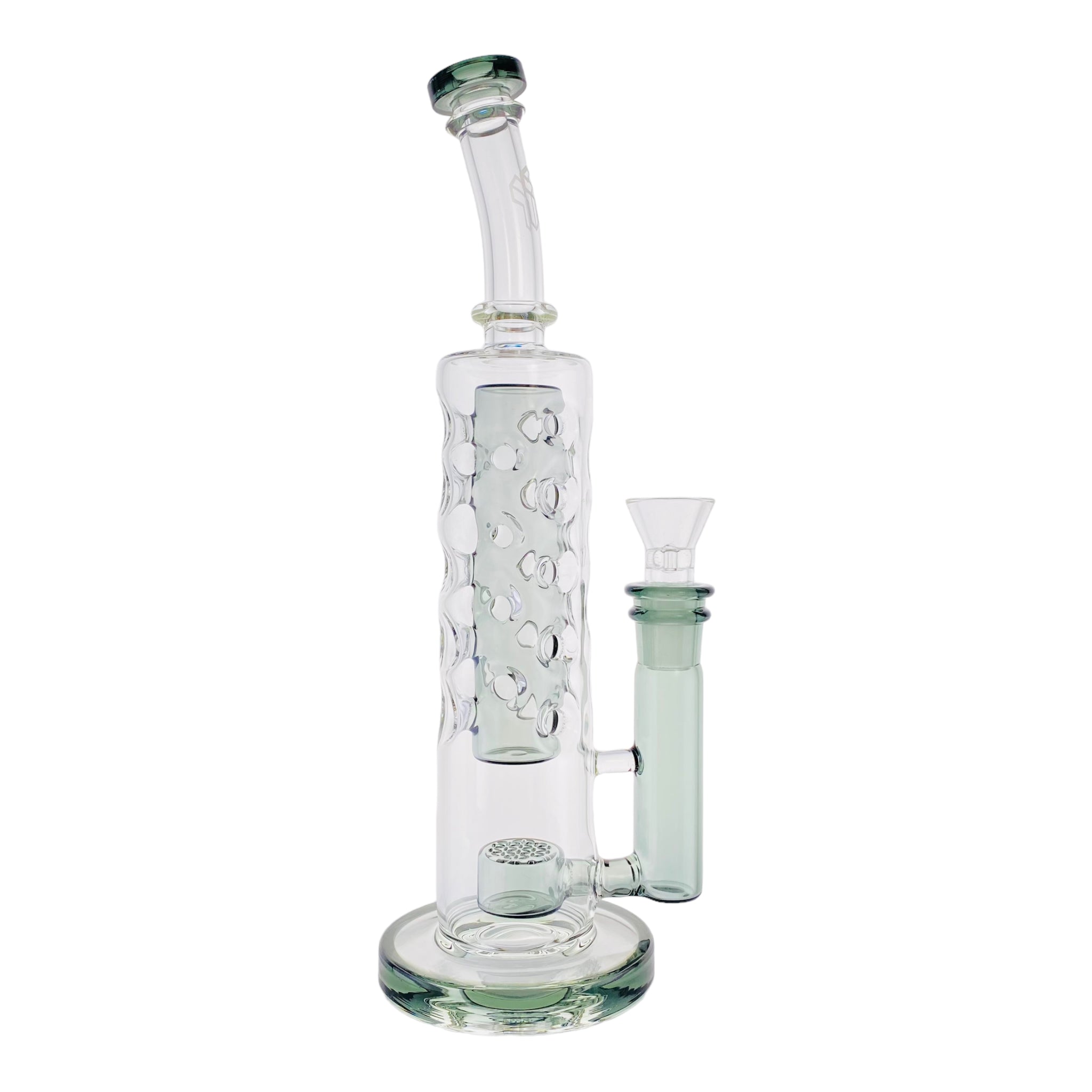 Deluxe Glass - Black Shadow Large Straight Fab Bong Dab Rig With Seed Of Life Perc
