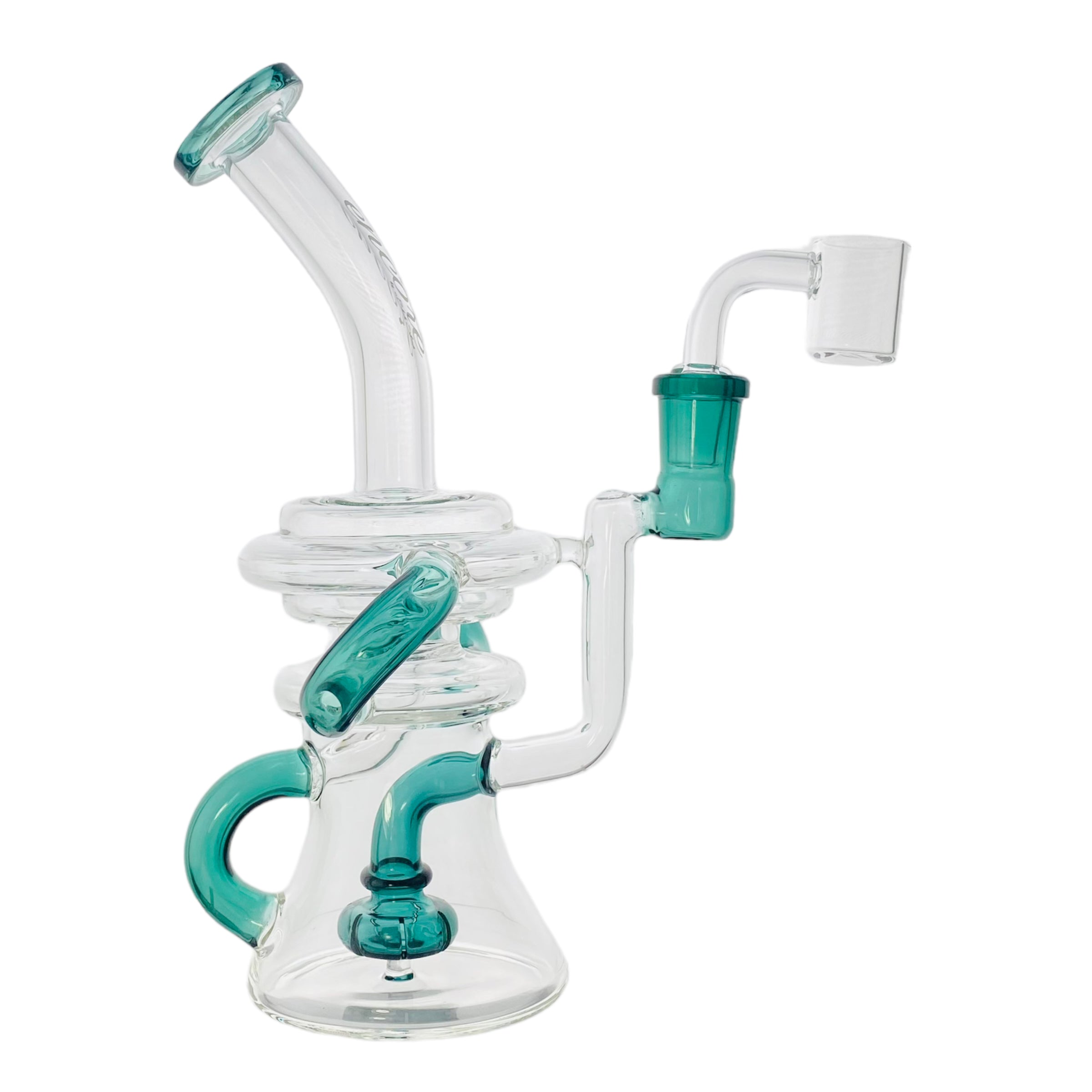 Encore Glass - Teal Double Uptake Klein Recycler Glass Dab Rig