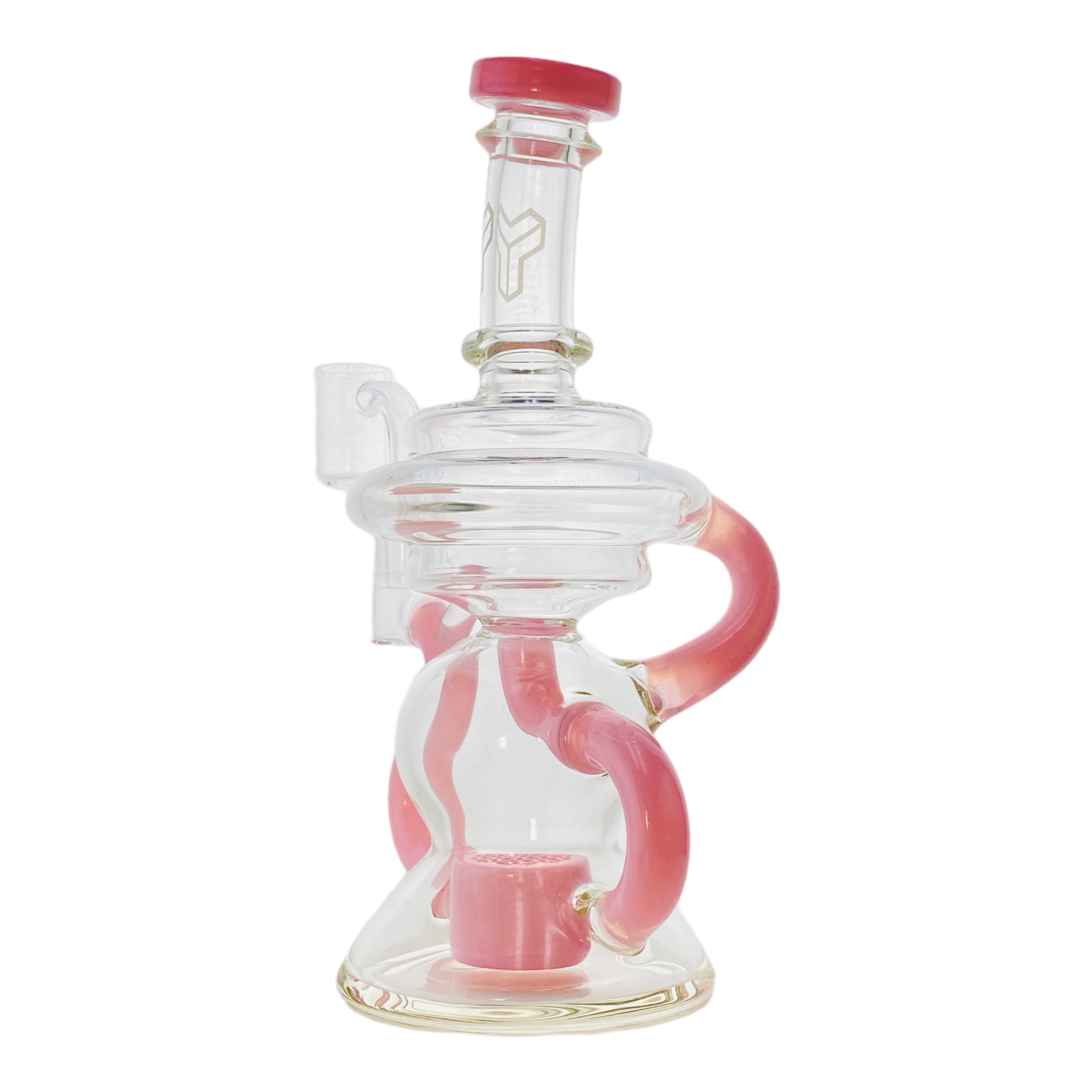Deluxe Glass - Pink Klein Recycler Dab Rig With Seed of Life Percolator