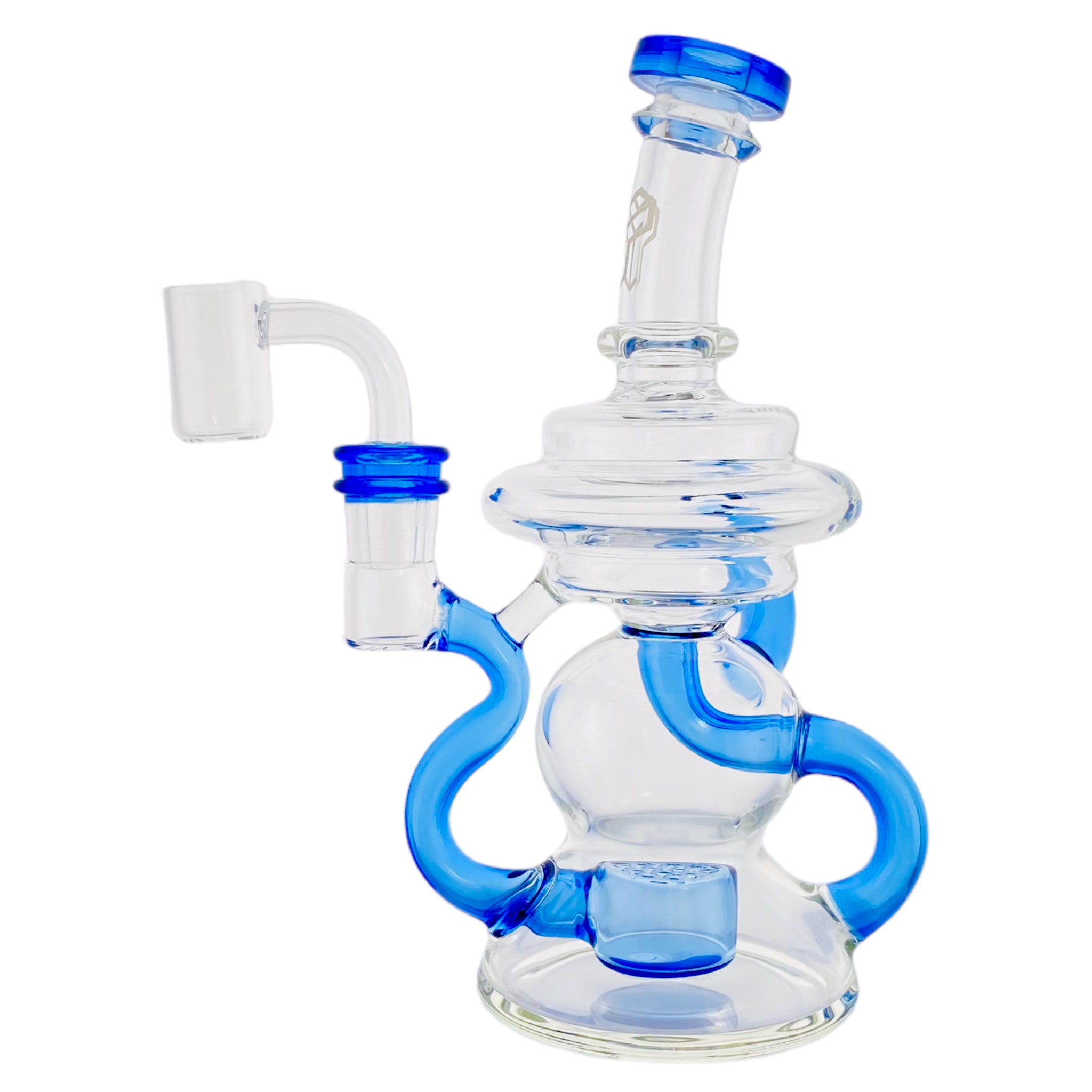 Deluxe Glass - Blue Klein Recycler Dab Rig With Seed of Life Percolator